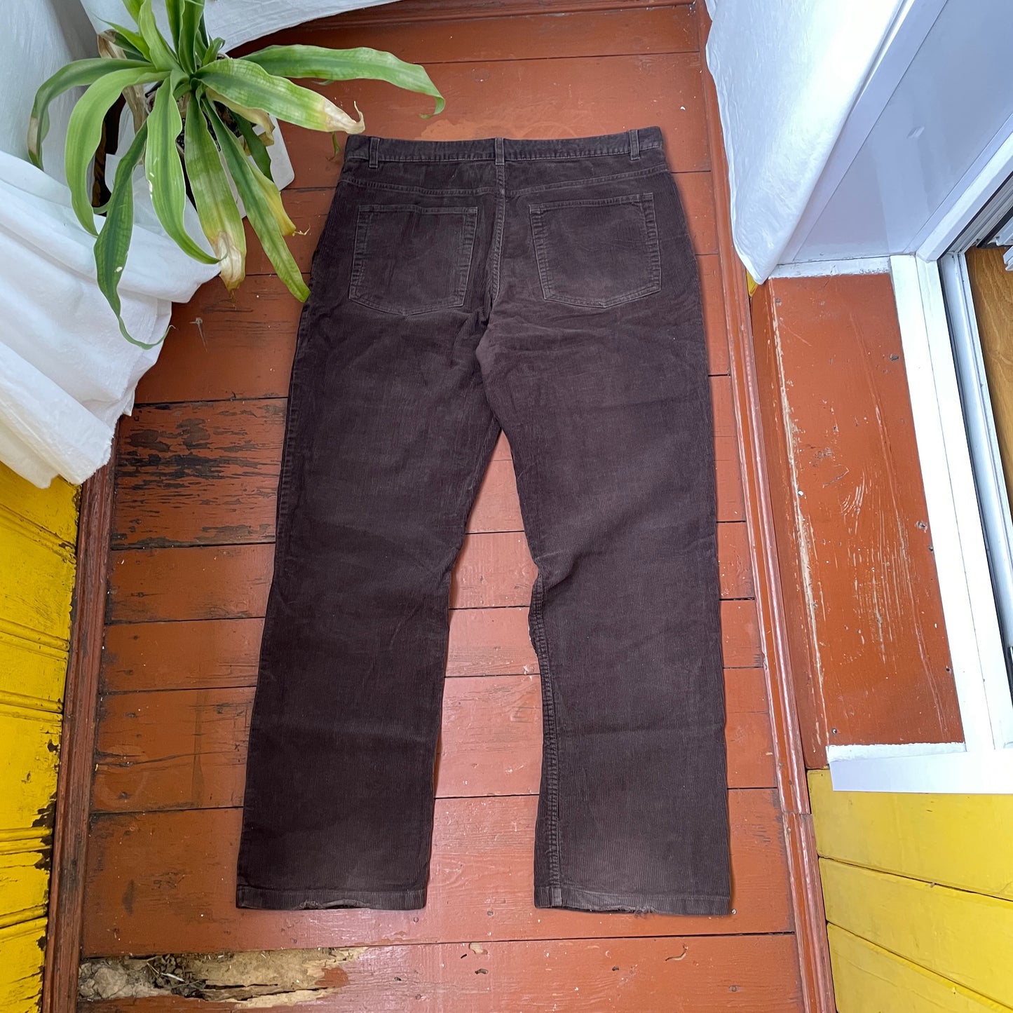 Custom Snake Print Corduroy Pants – Handprinted White Serpent Art on Dark Brown | 1 of 1 Alt Streetwear Rework