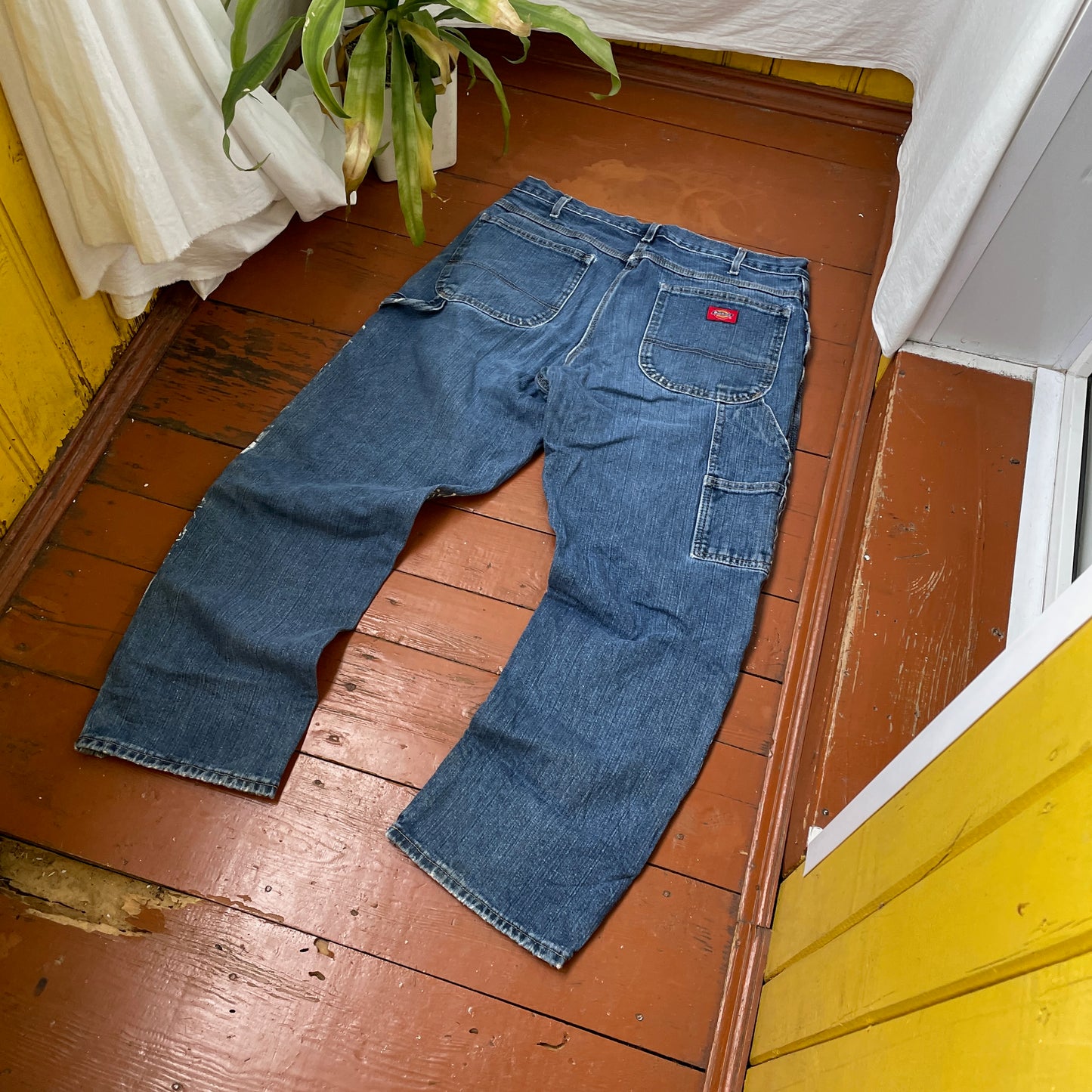 Custom Dickies Snake Jeans – White Cobra Print on Distressed Denim | Vintage Workwear Reworked 1 of 1