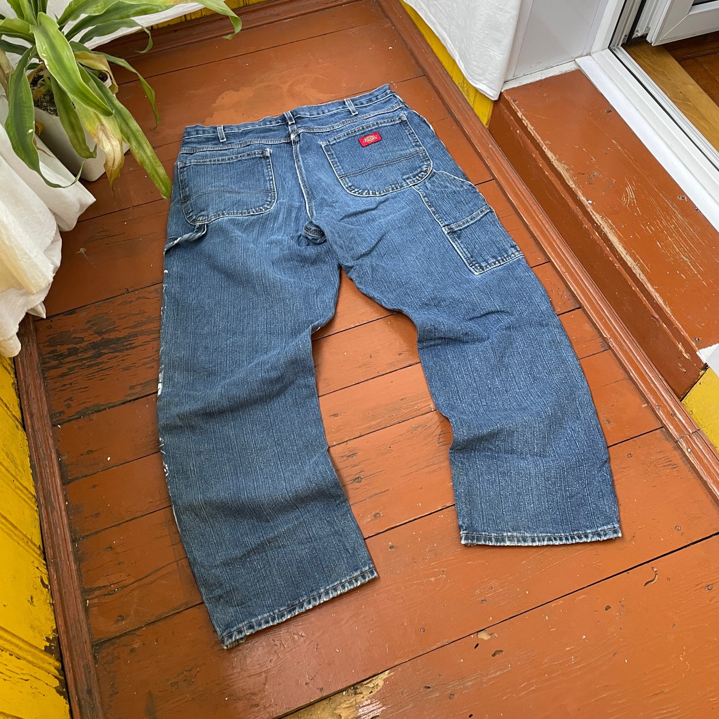 Custom Dickies Snake Jeans – White Cobra Print on Distressed Denim | Vintage Workwear Reworked 1 of 1