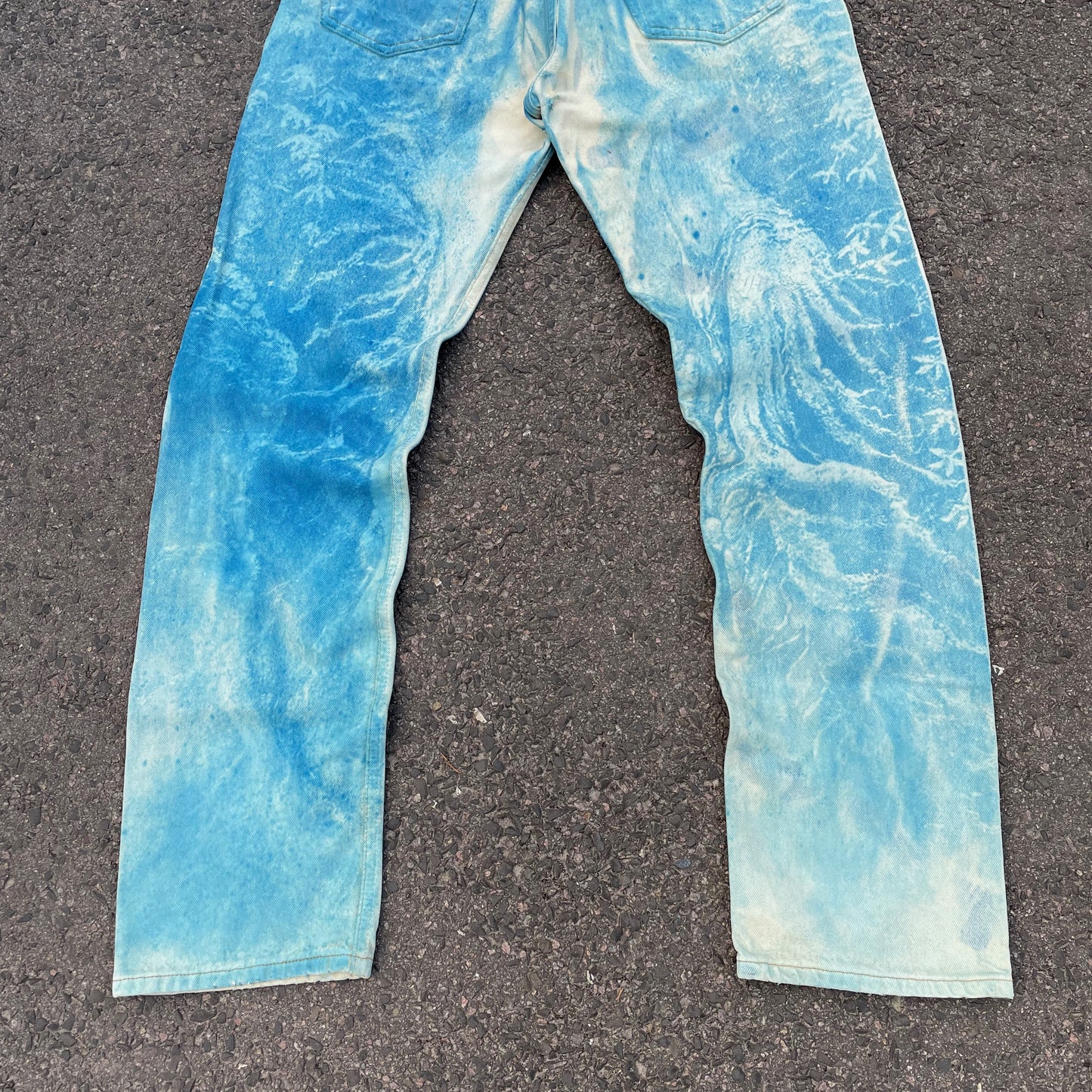 Custom Levi’s 501 Jeans – Washed Blue Landscape Art | Vintage 1 of 1