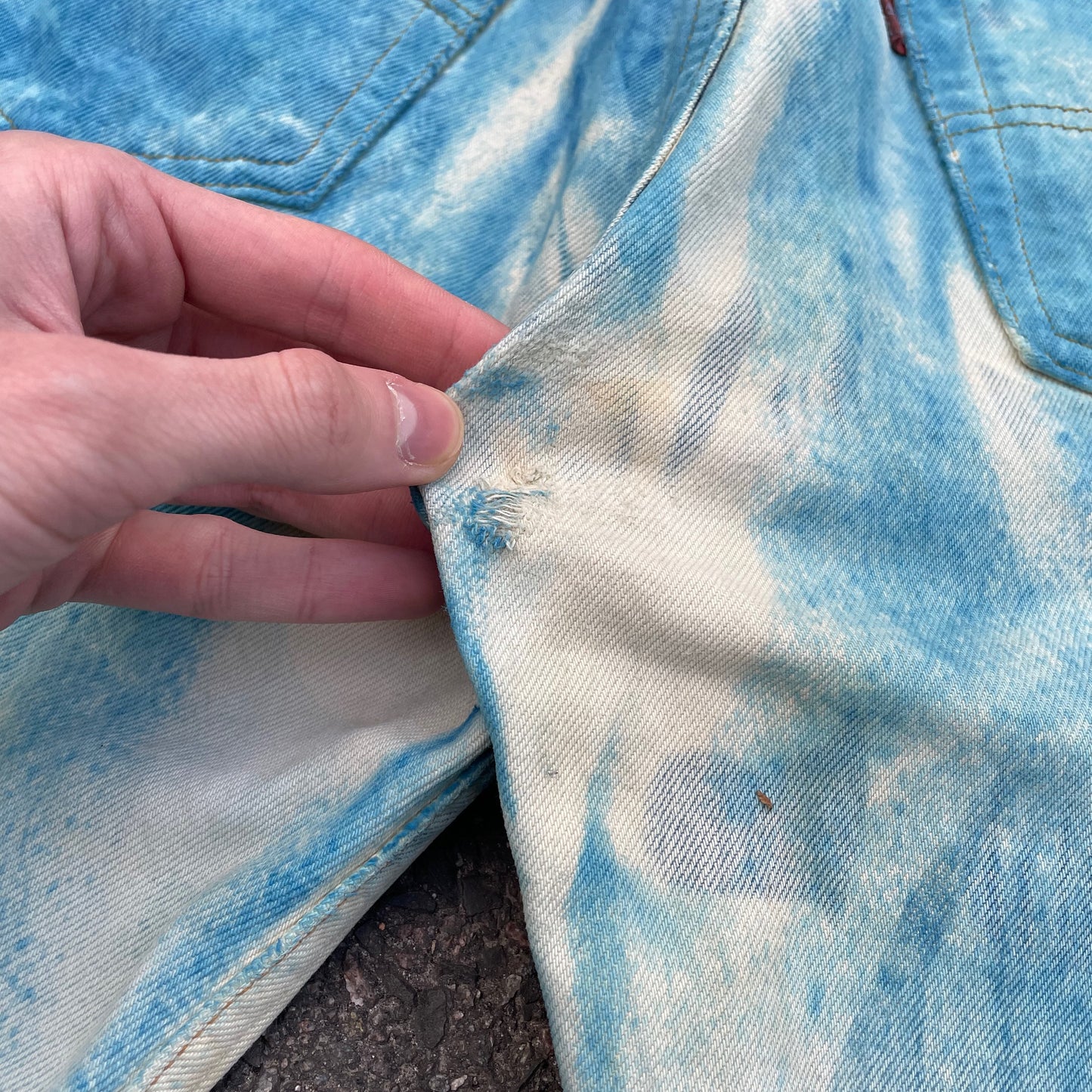 Custom Levi’s 501 Jeans – Washed Blue Landscape Art | Vintage 1 of 1