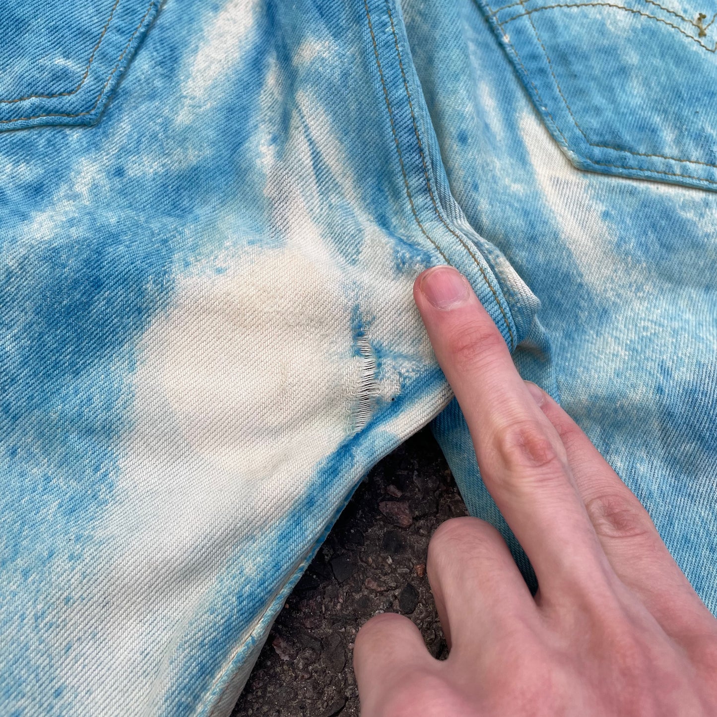 Custom Levi’s 501 Jeans – Washed Blue Landscape Art | Vintage 1 of 1