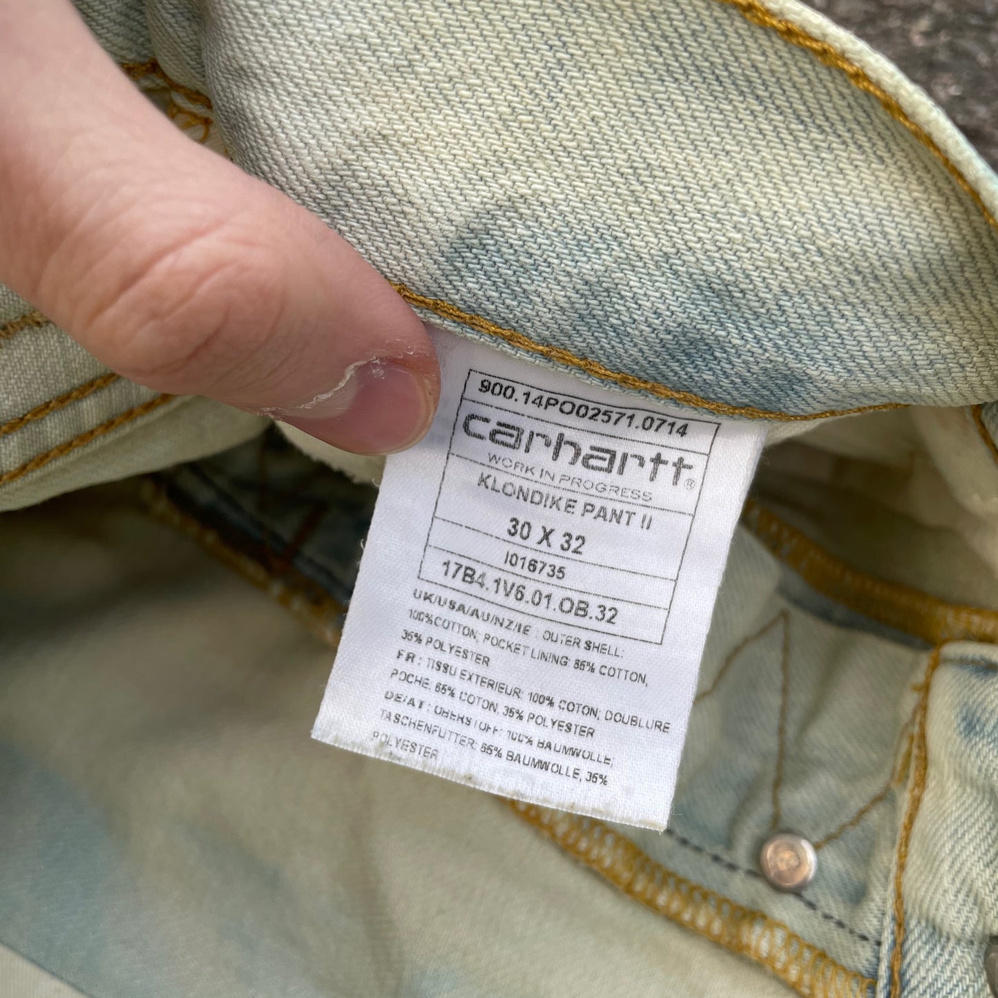 Custom Carhartt Dragon Jeans – Washed Blue Dragon Art | Vintage Workwear 1 of 1