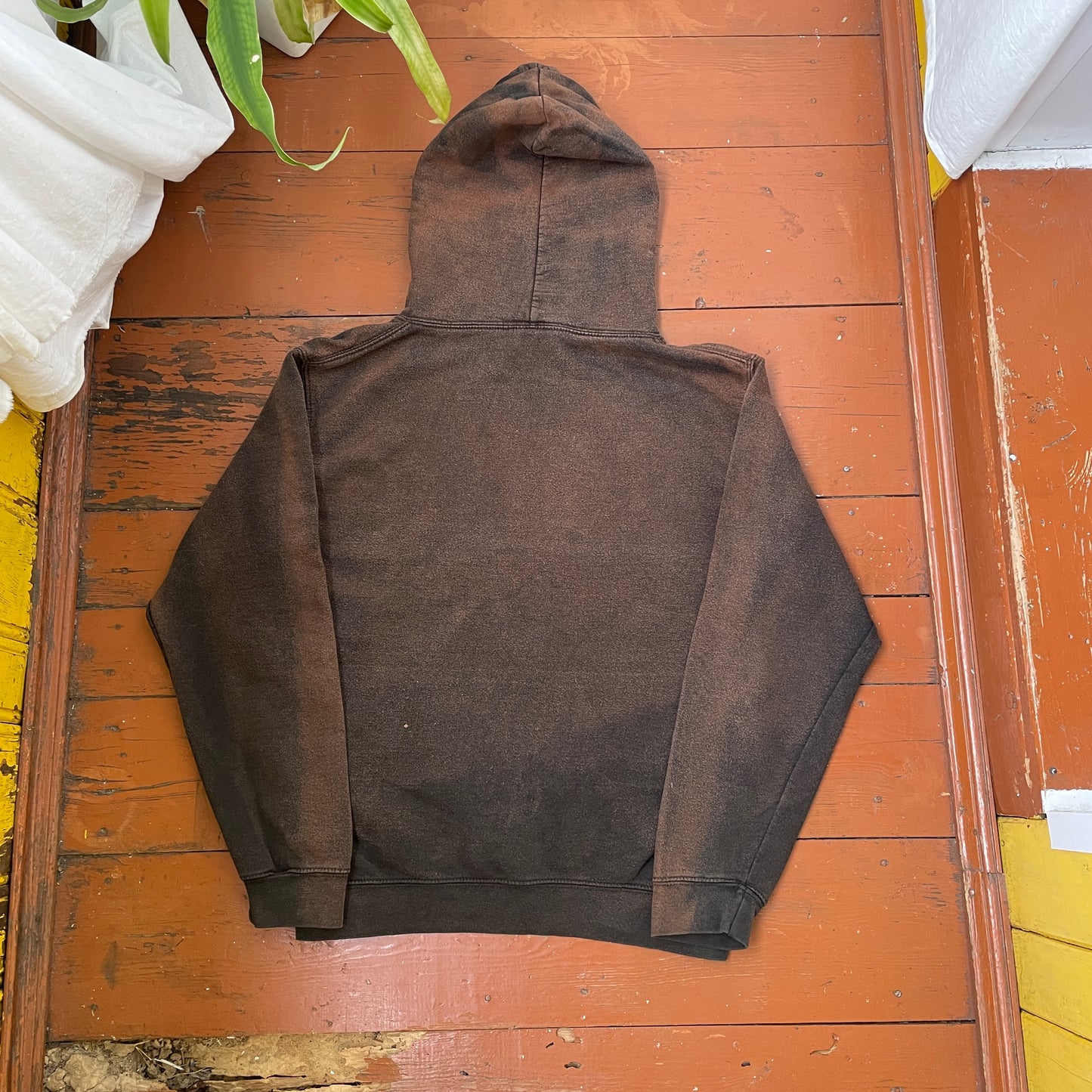 Custom Horror Mask Hoodie – Bleached Black with Skull & Axe Print | Handcrafted Distressed Hoodie
