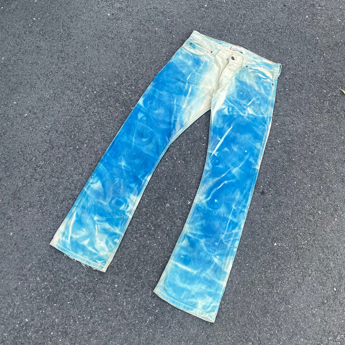 Custom Levi’s Eye Print Jeans – Blue with Artistic Graphics | 1 of 1 Reworked Denim