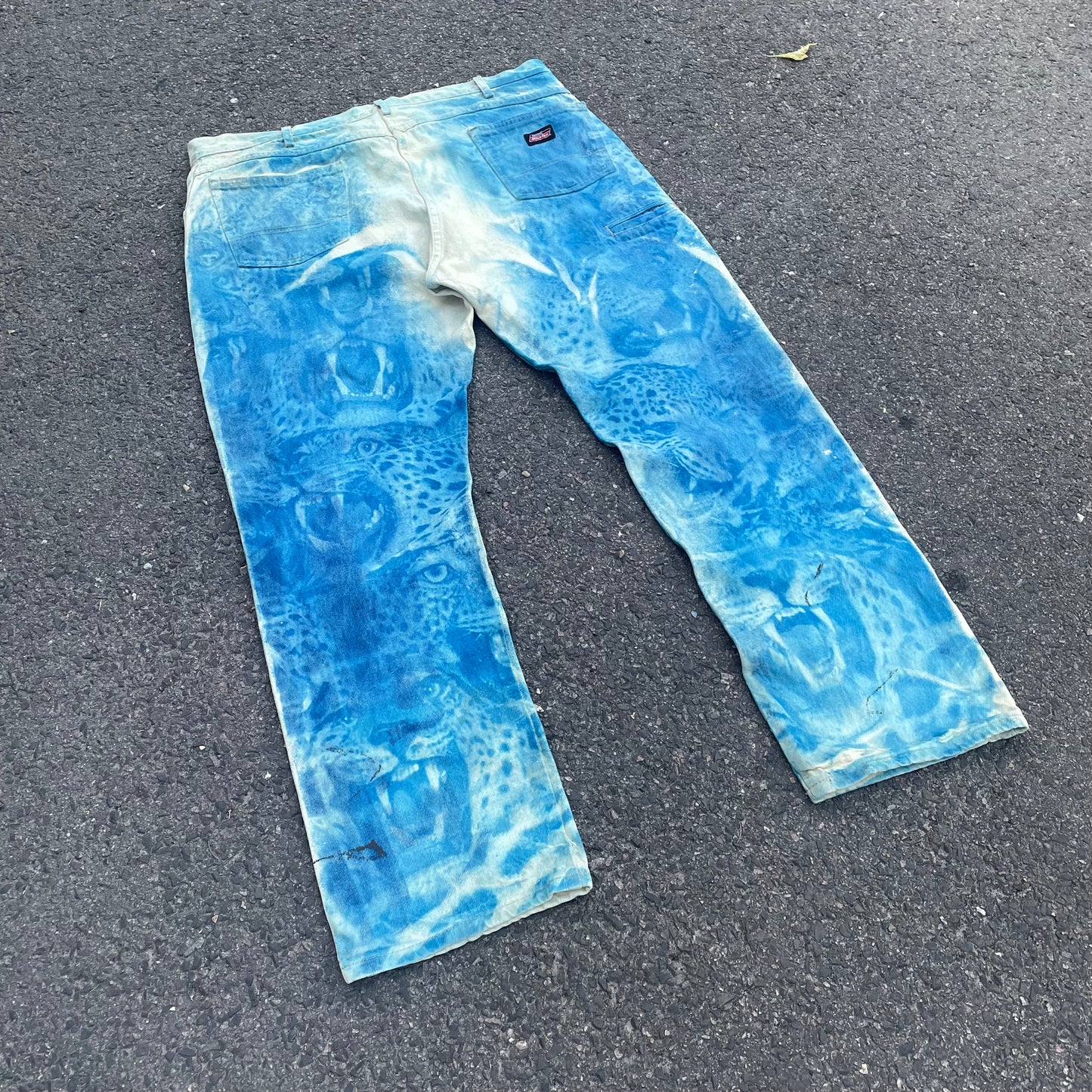 Custom Dickies Tiger Print Workwear Pants – Blue with All-Over Graphic | 1 of 1 Reworked Canvas