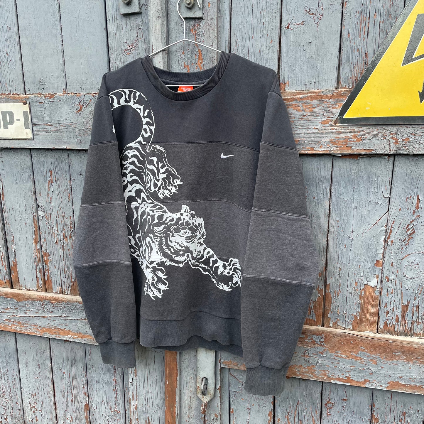 Custom Nike Tiger Print Patchwork Sweatshirt – Black & Grey | 1 of 1 Reworked Vintage