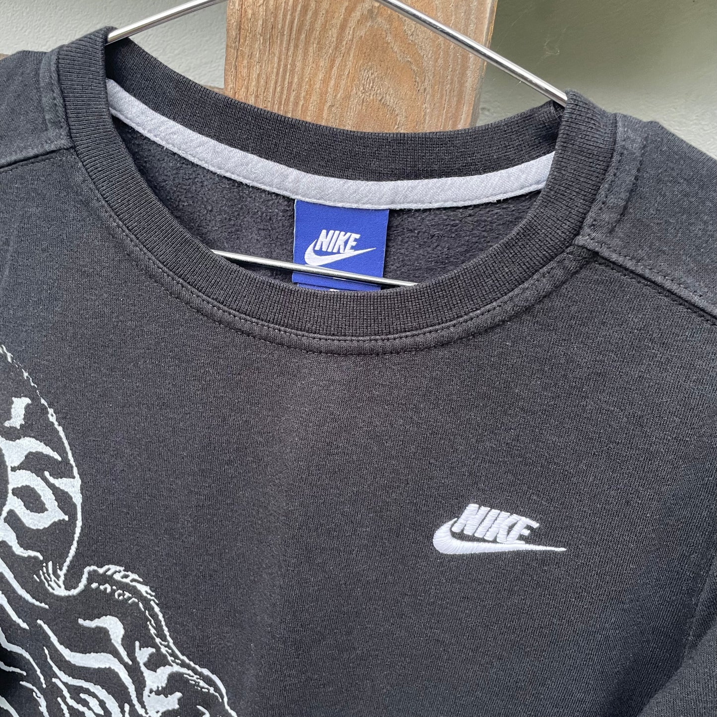 Custom Nike Tiger Print Sweatshirt – Black with White Artwork | 1 of 1 Reworked