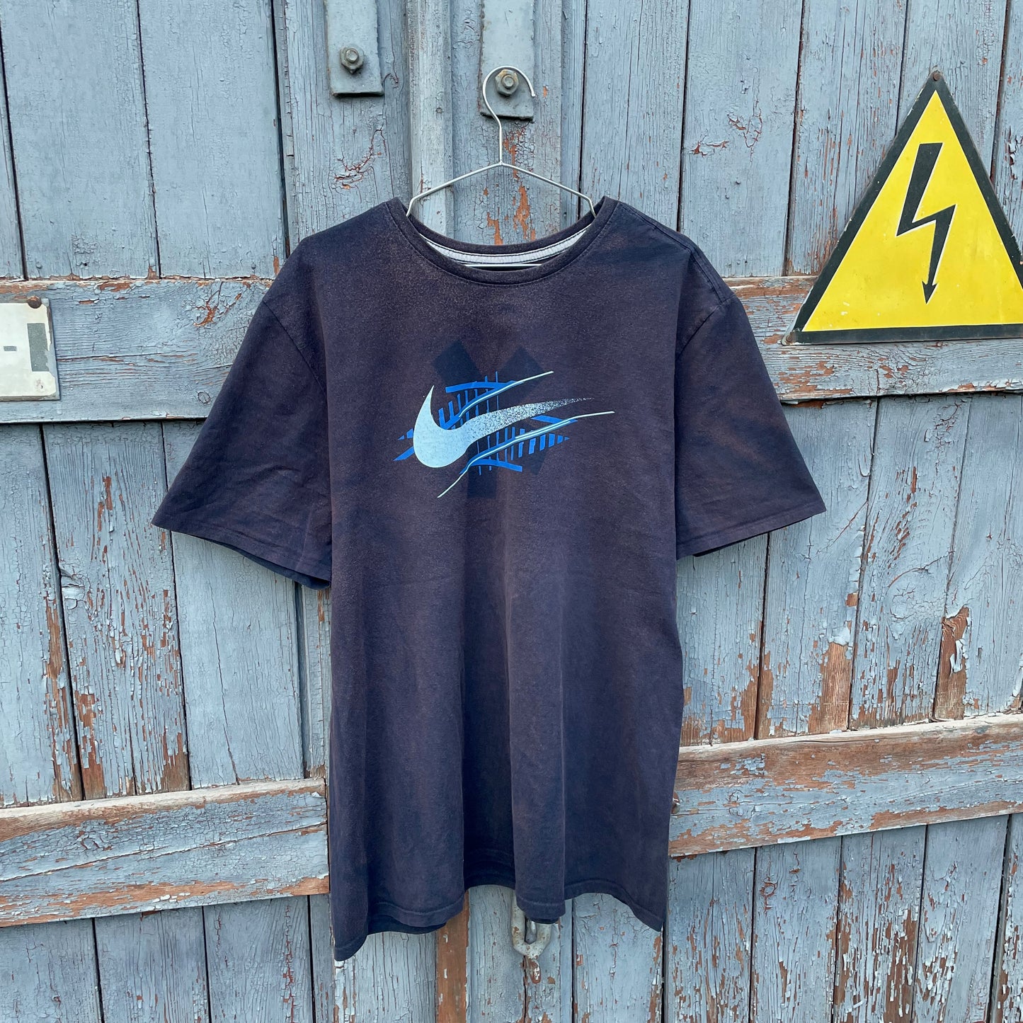Custom Nike 'Opium' Graphic T-Shirt โ Black with Blue/White Print | Reworked Vintage