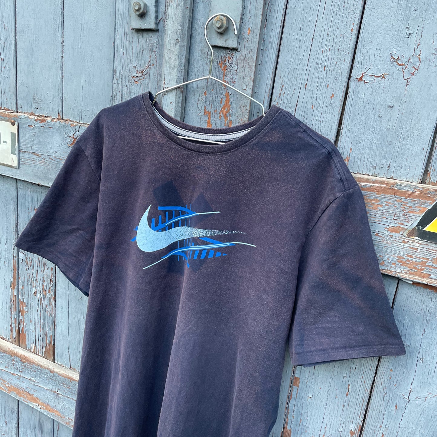 Custom Nike 'Opium' Graphic T-Shirt โ Black with Blue/White Print | Reworked Vintage
