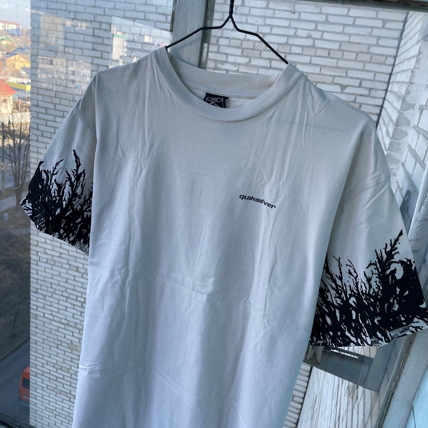 Custom Y2K Graphic Tee – White Oversized with Root Sleeve Print | Vintage Streetwear 1 of 1