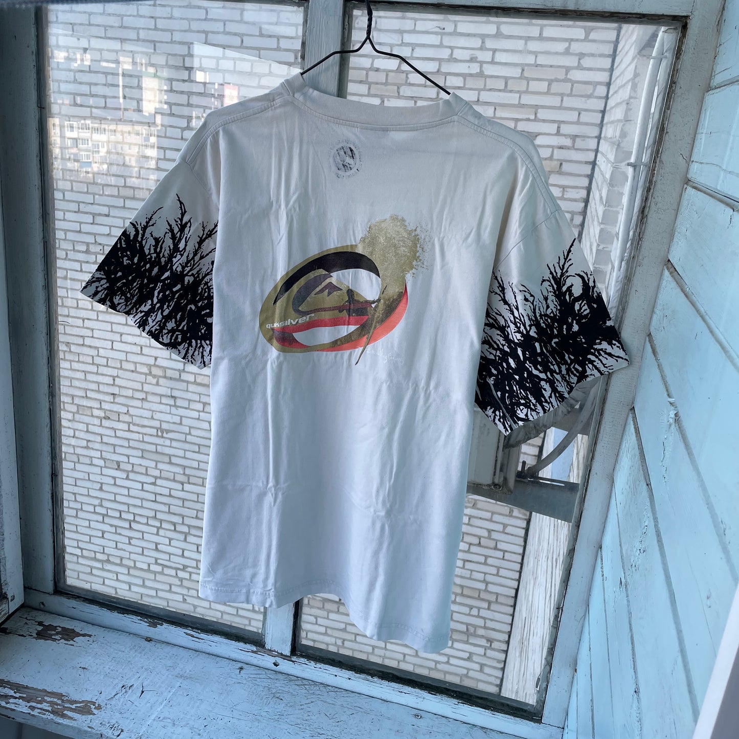 Custom Y2K Graphic Tee – White Oversized with Root Sleeve Print | Vintage Streetwear 1 of 1
