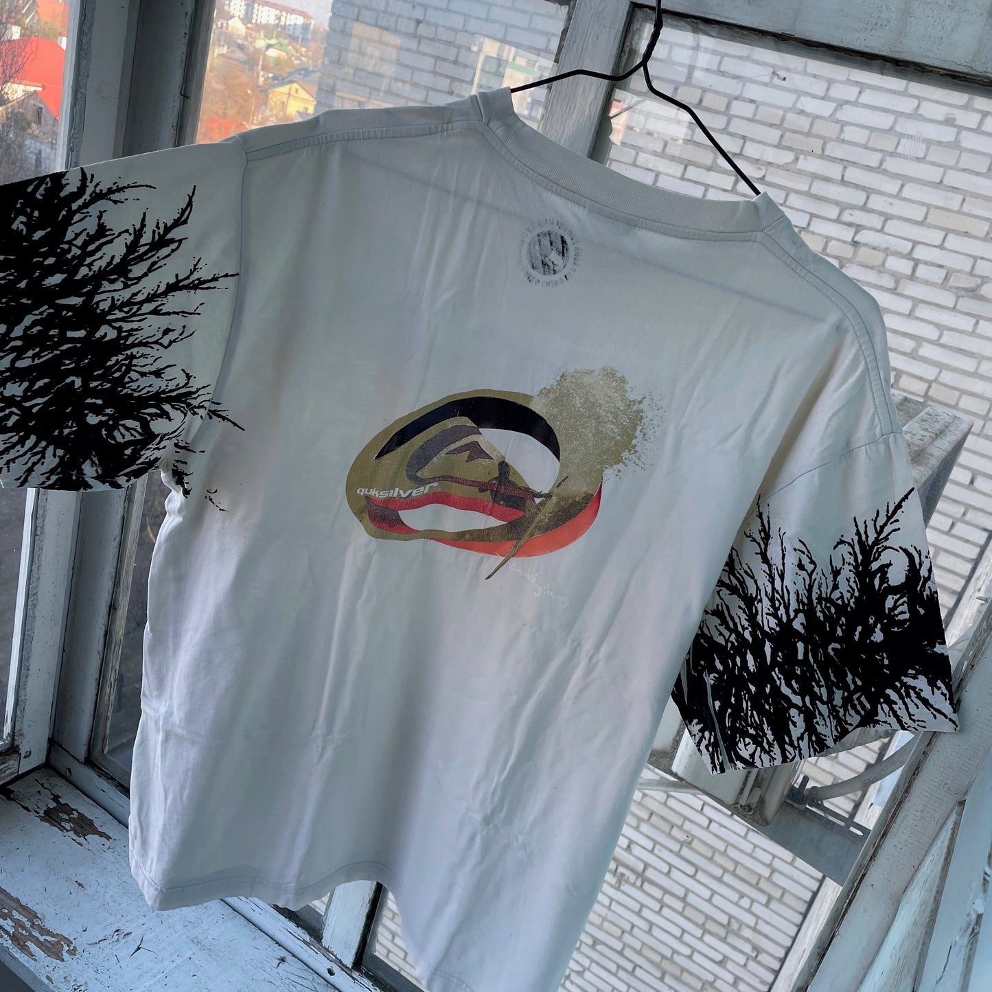 Custom Y2K Graphic Tee – White Oversized with Root Sleeve Print | Vintage Streetwear 1 of 1