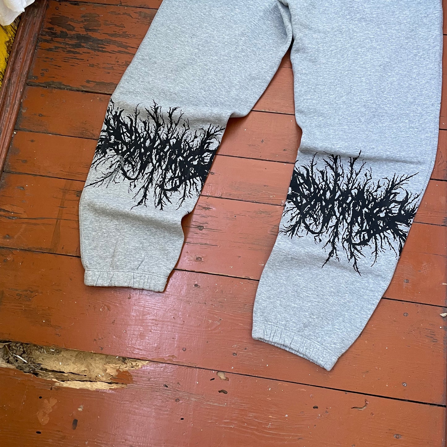 Custom Nike Sweatpants – Grey with Black Leg Print | Vintage Grunge 1 of 1