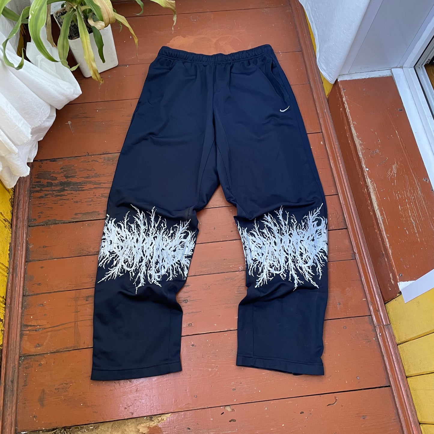 Custom Nike Pants โ Black with White Print | Vintage Grunge 1 of 1