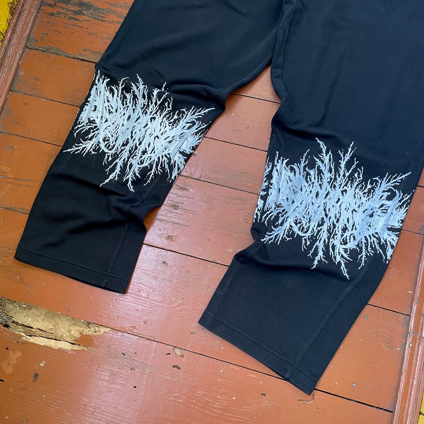 Custom Nike Sweatpants โ Black with White Grunge Print | Vintage Streetwear 1 of 1