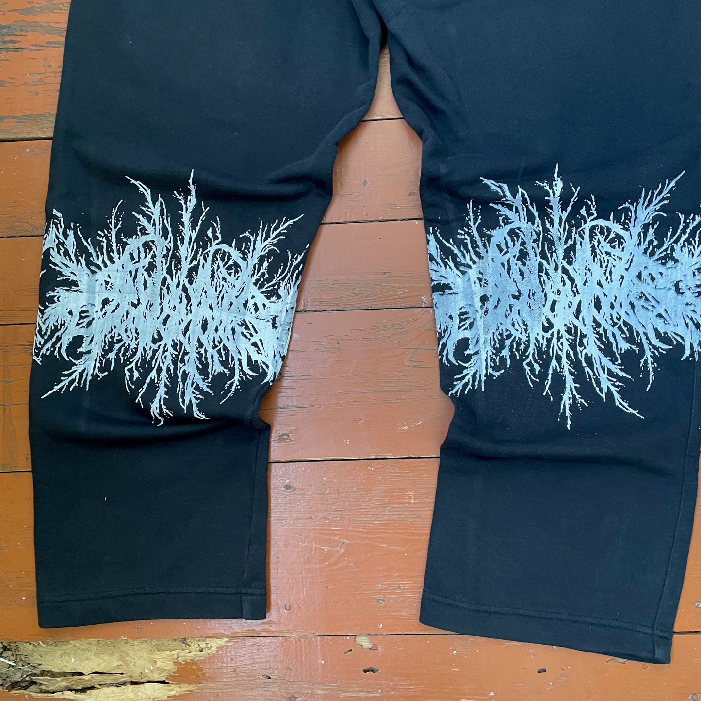 Custom Nike Sweatpants โ Black with White Grunge Print | Vintage Streetwear 1 of 1