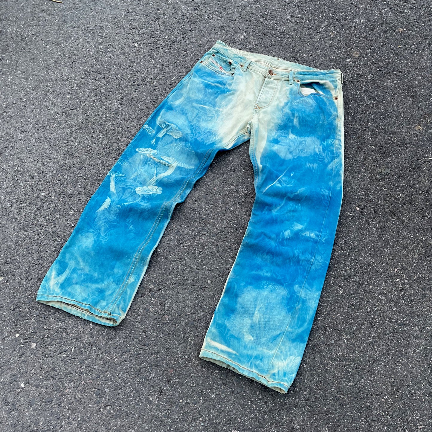Custom Diesel Mushroom Pants – Surreal Fungal Art | Vintage 1 of 1