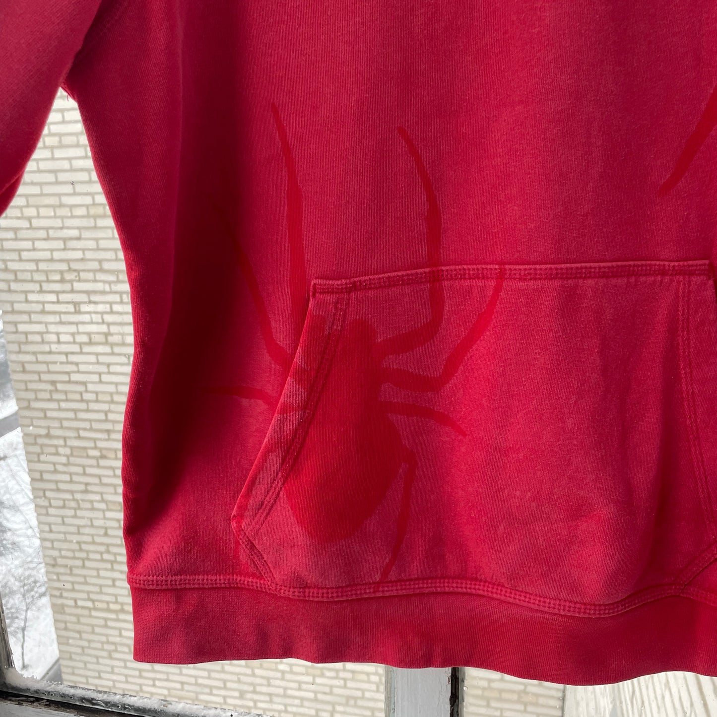 Custom Nike Red Hoodie โ Hand-Faded Spider Hoodie | Vintage Grunge 1 of 1