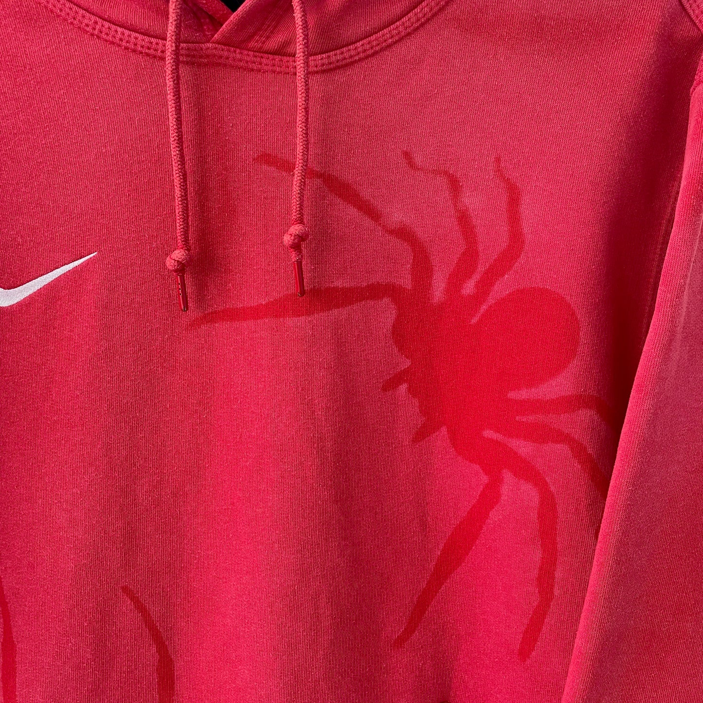 Custom Nike Red Hoodie โ Hand-Faded Spider Hoodie | Vintage Grunge 1 of 1