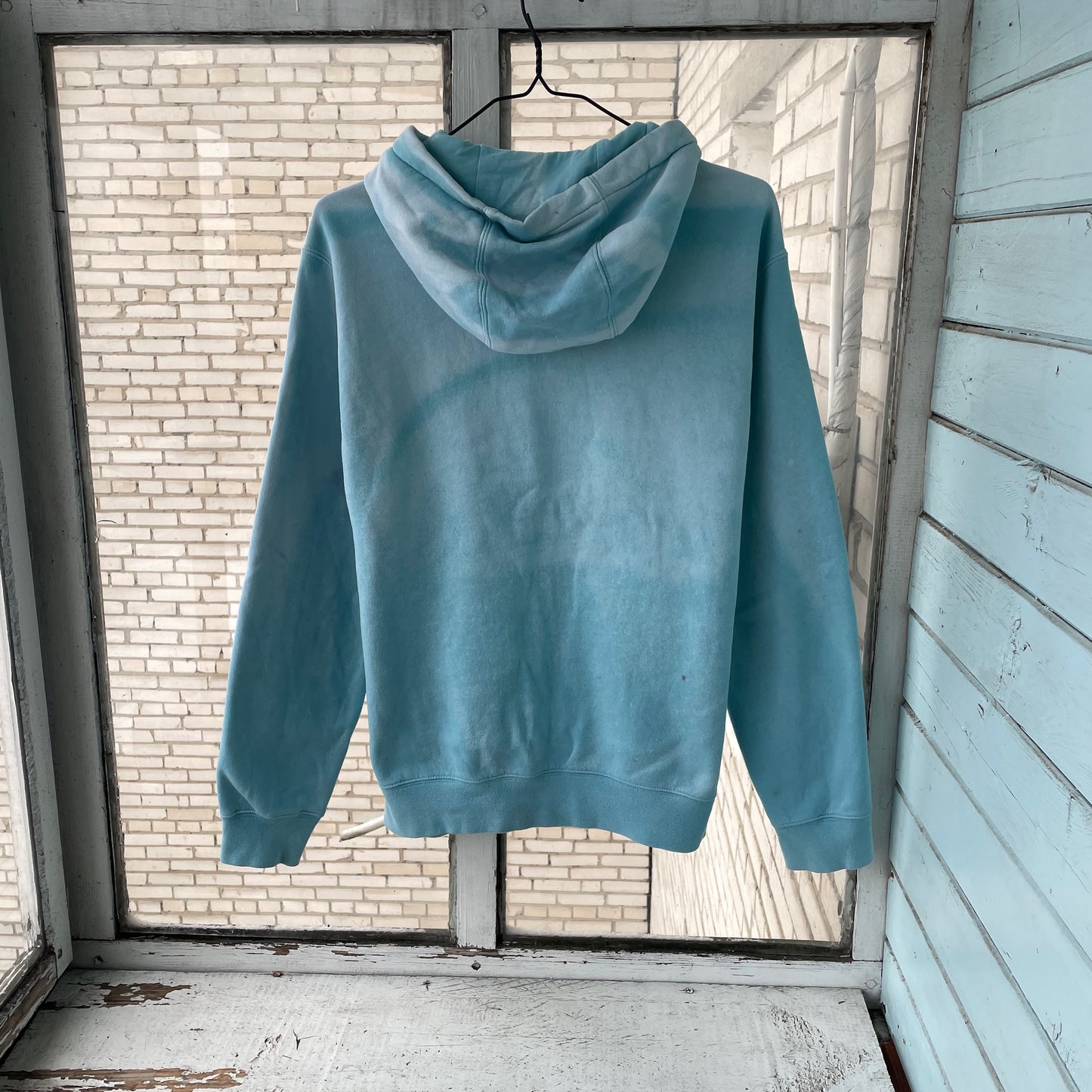 Custom Nike Hoodie – Hand-Faded Aqua Spider Hoodie | Vintage Grunge 1 of 1