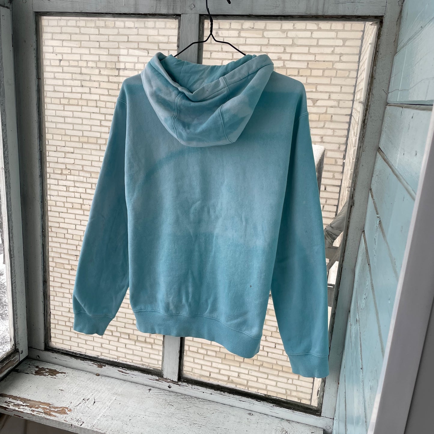 Custom Nike Hoodie – Hand-Faded Aqua Spider Hoodie | Vintage Grunge 1 of 1