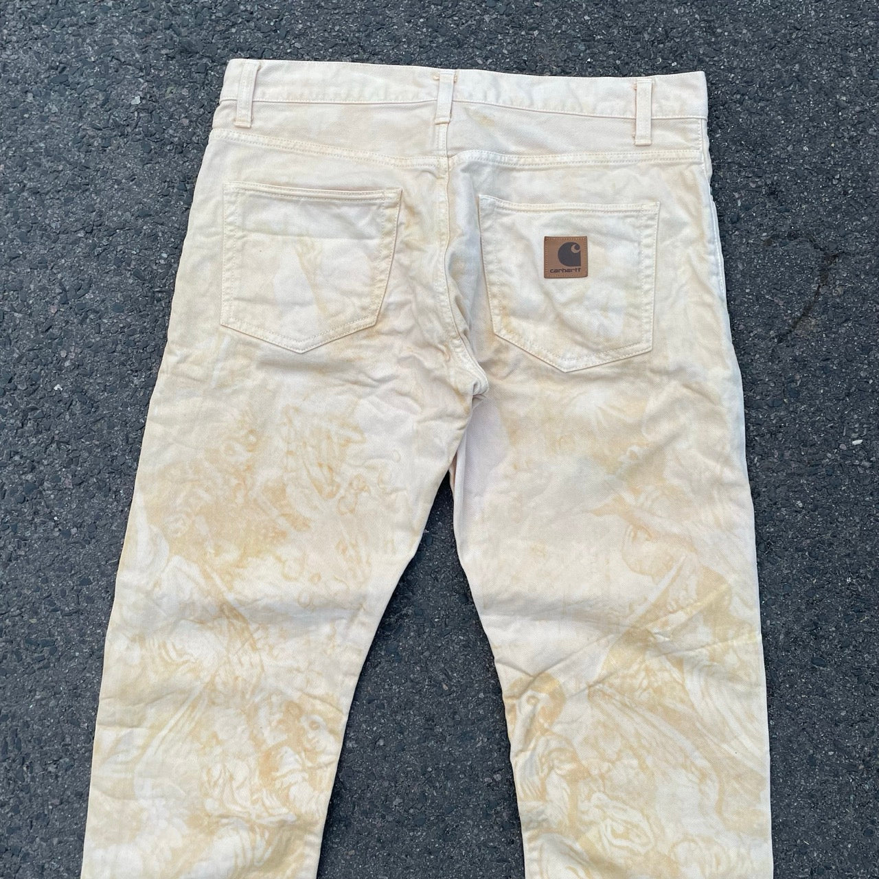 Bleached Carhartt Jeans – Hand-Treated 1 of 1 Pale Beige Denim, Minimal Grunge Look