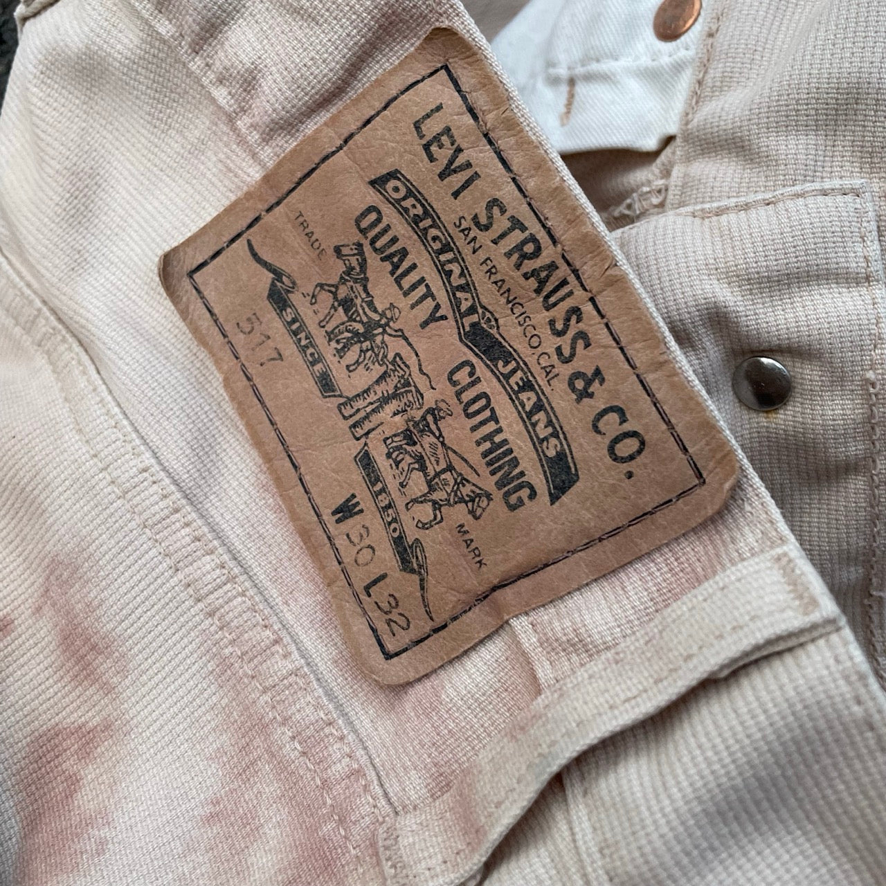 Custom Levi’s Angelic Scene Pants – Faded Religious Art | Vintage Denim 1 of 1
