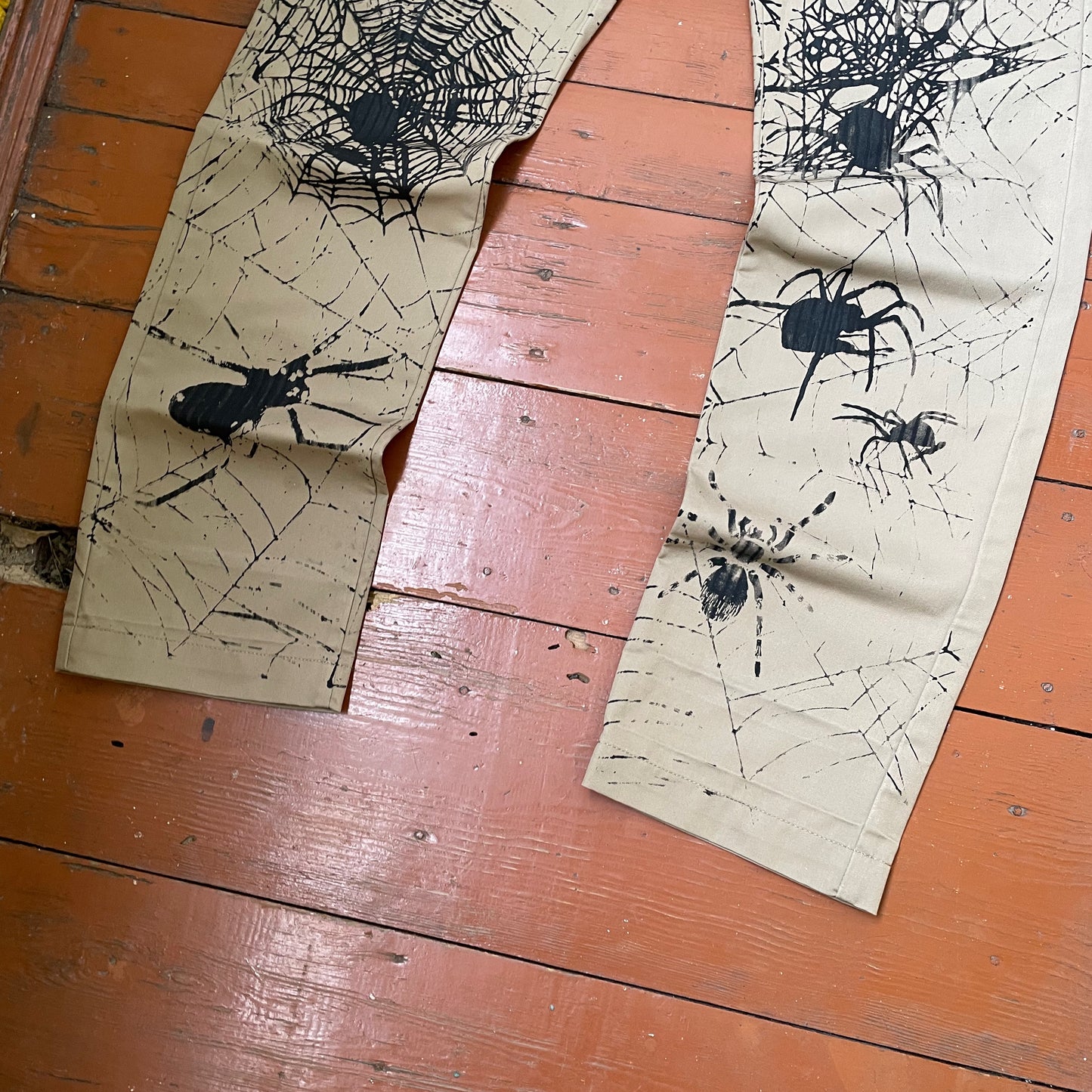 Custom Carhartt Chino Pants – Spider Web Print | Vintage Workwear 1 of 1