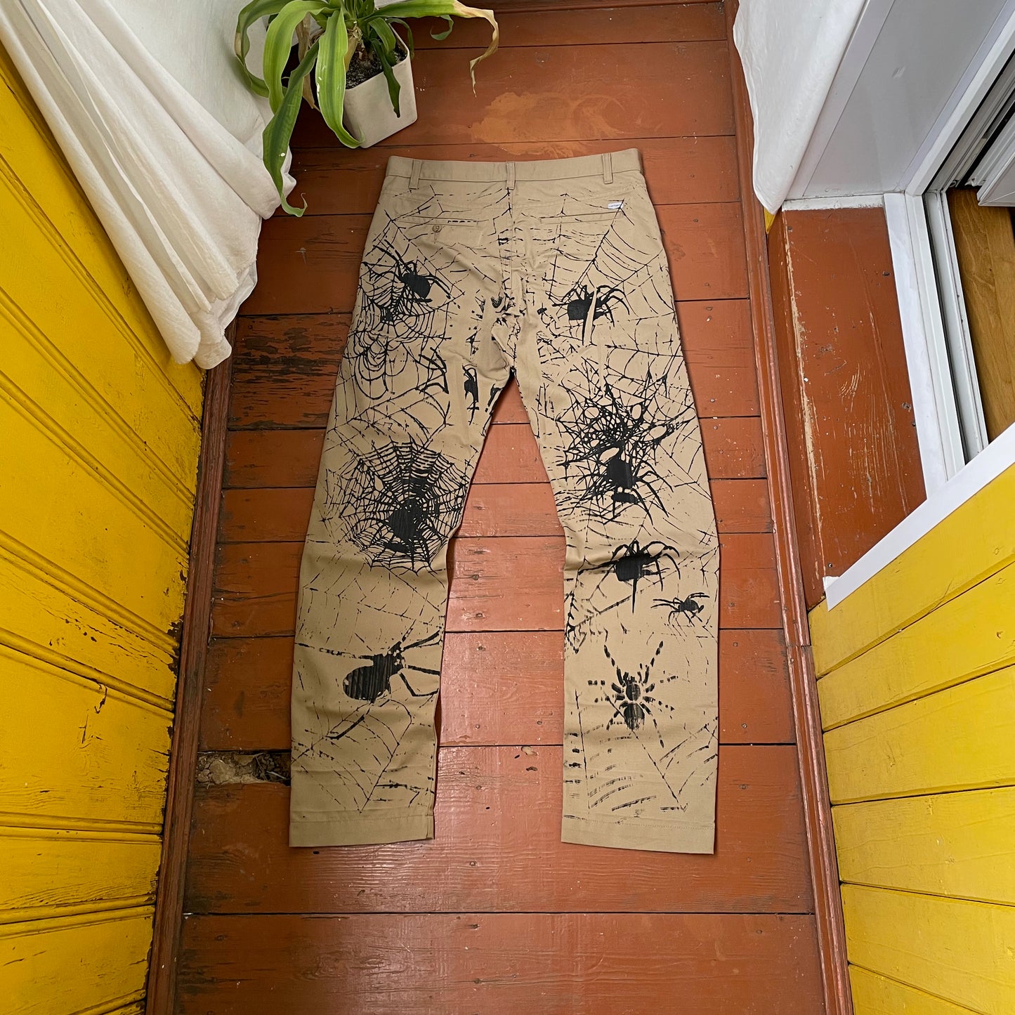 Custom Carhartt Chino Pants – Spider Web Print | Vintage Workwear 1 of 1