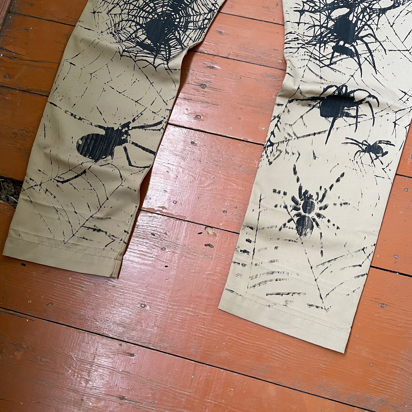 Custom Carhartt Chino Pants – Spider Web Print | Vintage Workwear 1 of 1