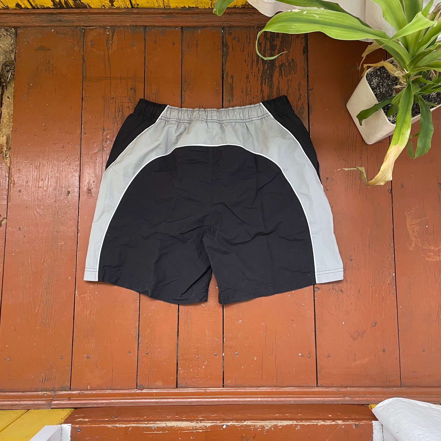 Custom Nike Grunge Shorts – Handprinted Bone Art | Vintage Sportswear 1 of 1