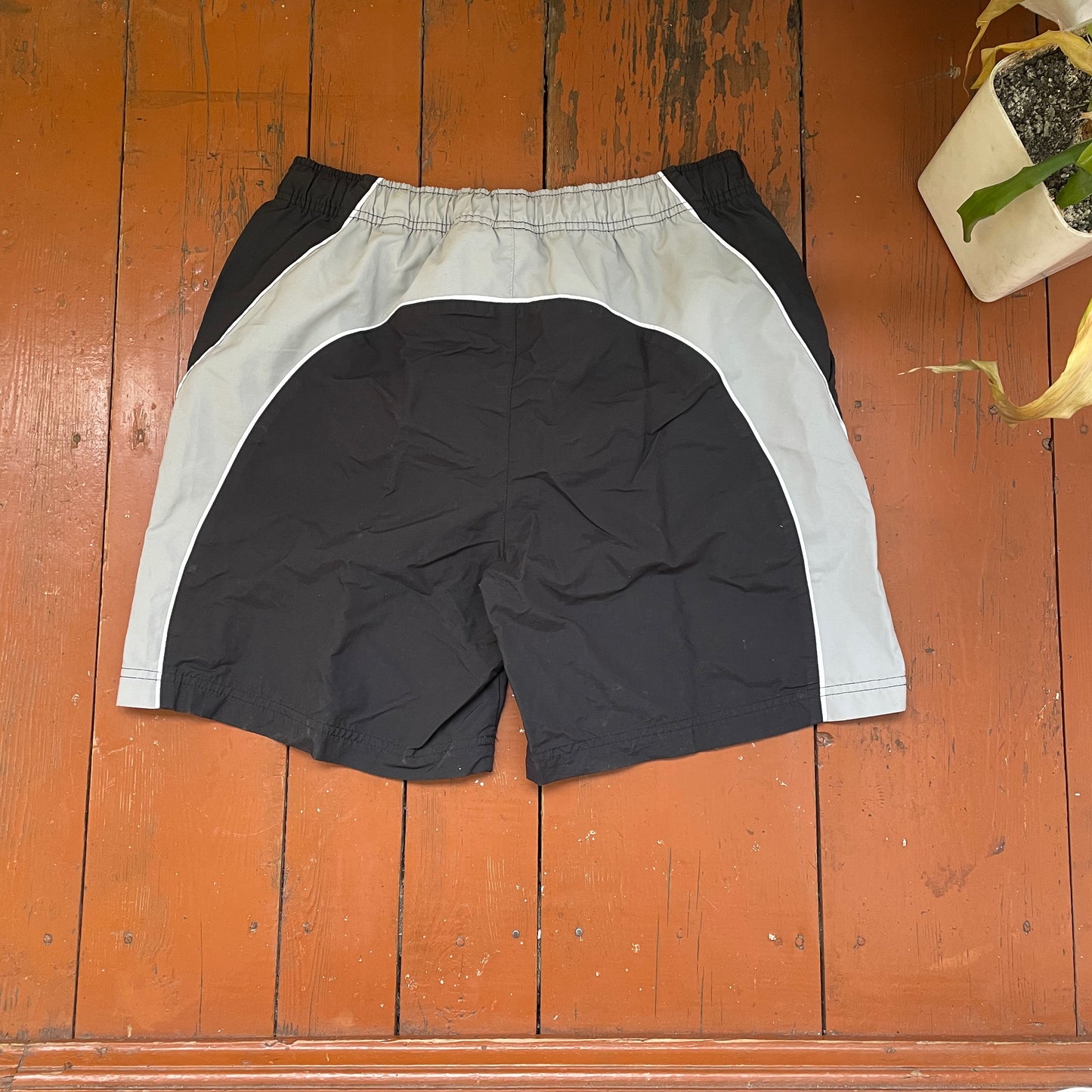 Custom Nike Grunge Shorts – Handprinted Bone Art | Vintage Sportswear 1 of 1