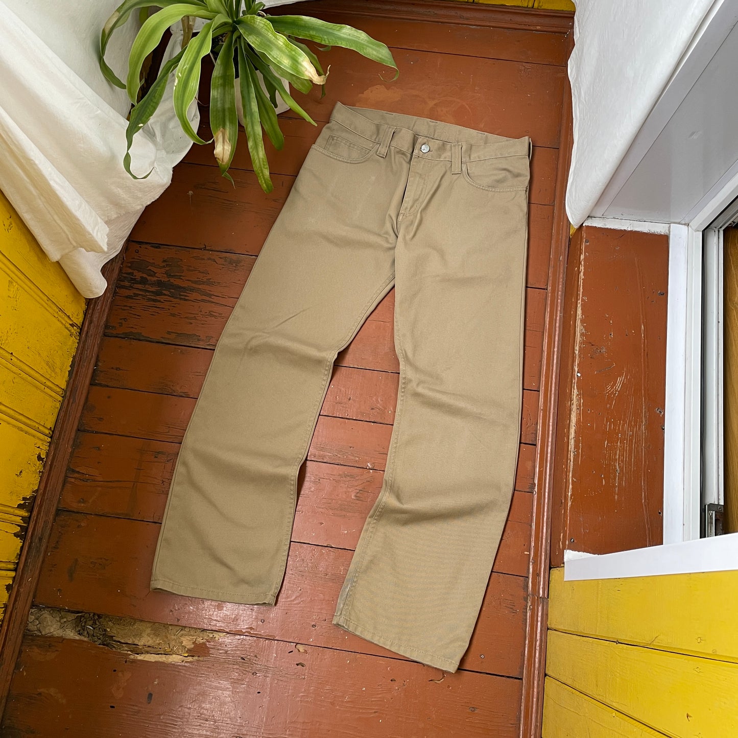 Custom Carhartt Tiger & Dragon Work Pants โ Beige Hand-Printed Art | 1 of 1 Reworked