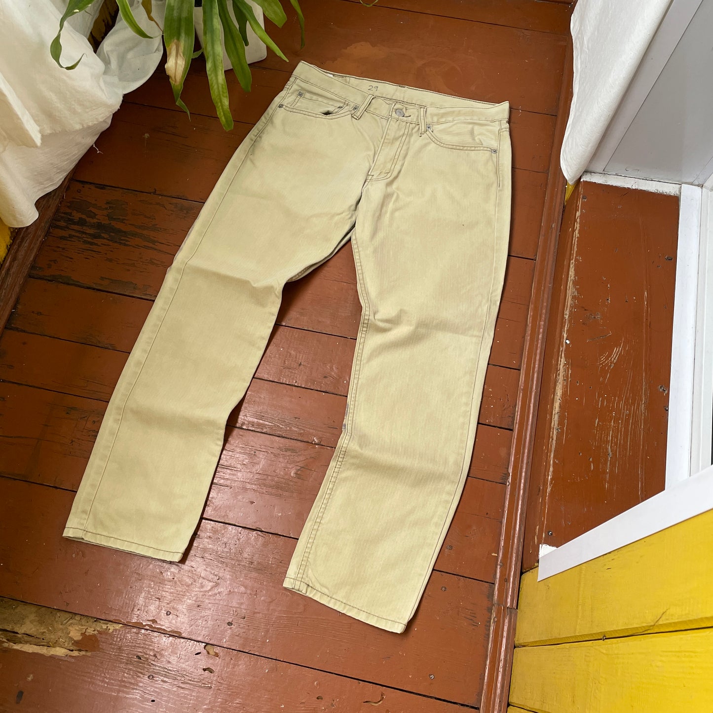 Custom Levi’s Tiger Print Jeans – Beige/Khaki with Bold Artwork | 1 of 1 Reworked