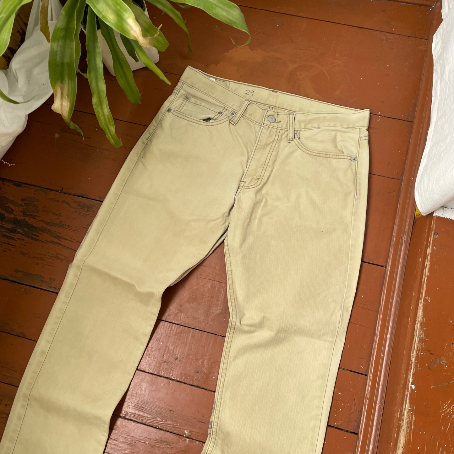 Custom Levi’s Tiger Print Jeans – Beige/Khaki with Bold Artwork | 1 of 1 Reworked