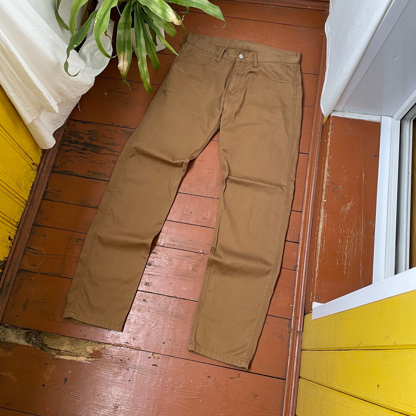 Custom Carhartt Tiger Print Pants โ Brown with Hand-Applied Artwork | 1 of 1 Reworked
