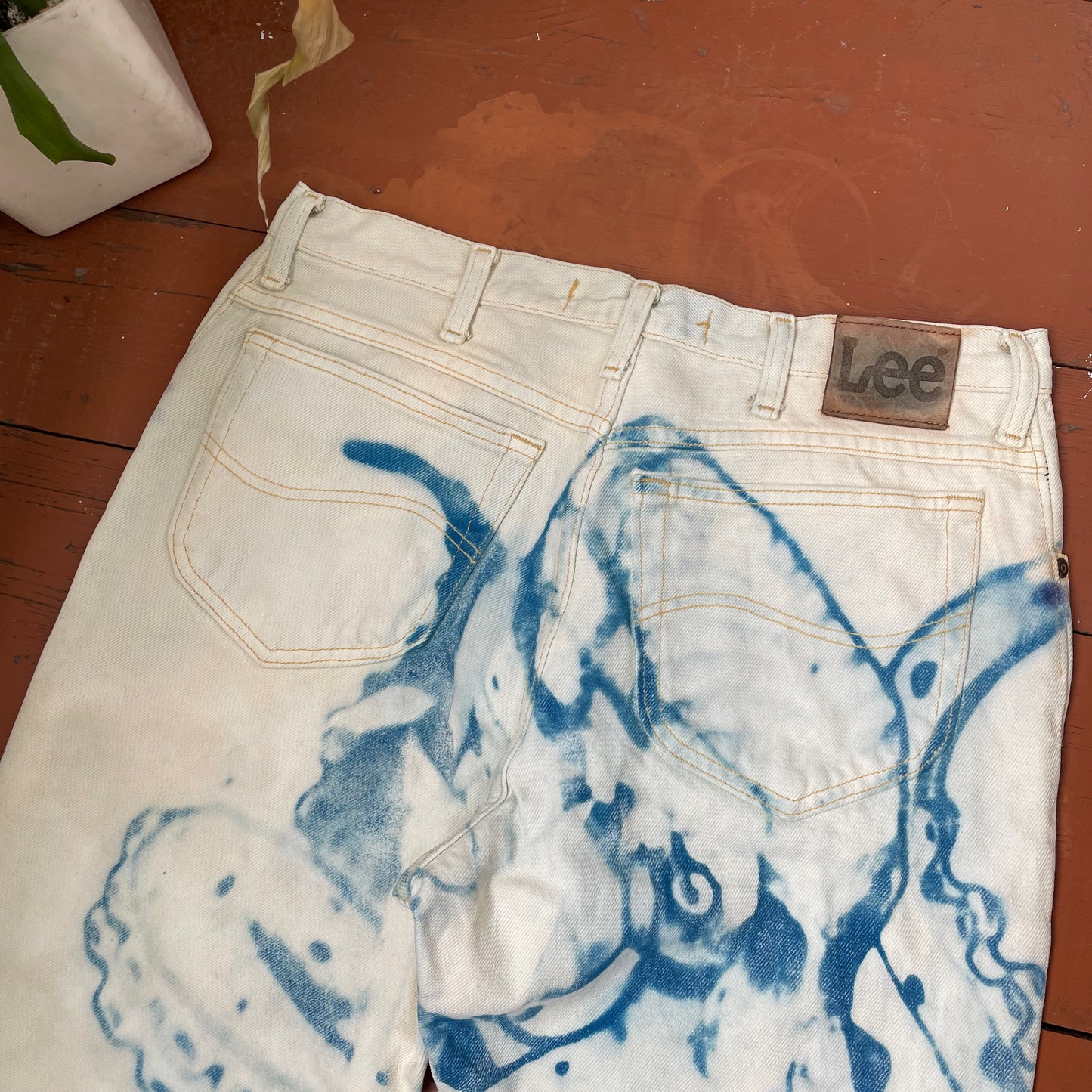 Custom Lee Octopus Jeans – Hand-Faded Blue Octopus Art | Vintage 1 of 1