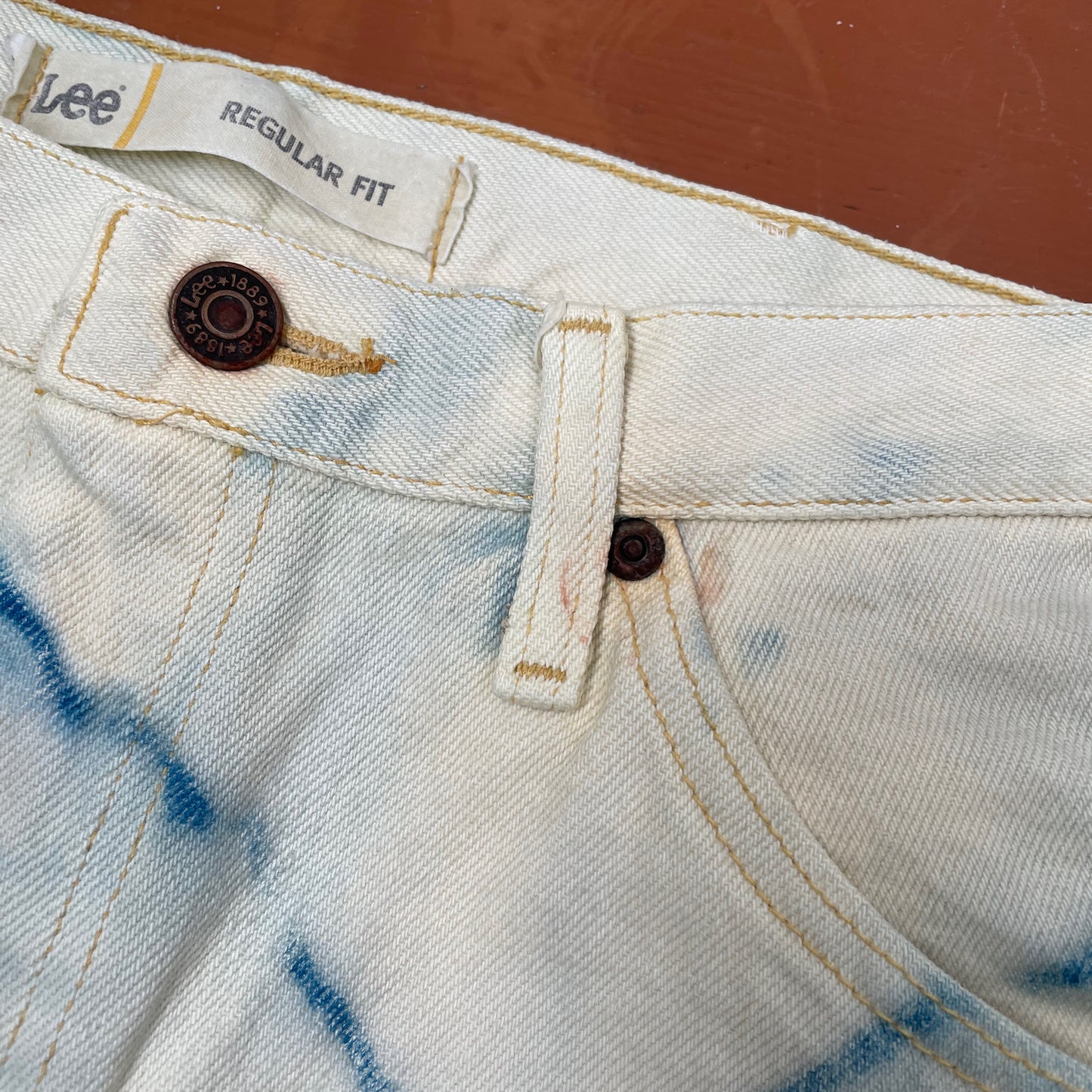 Custom Lee Octopus Jeans – Hand-Faded Blue Octopus Art | Vintage 1 of 1