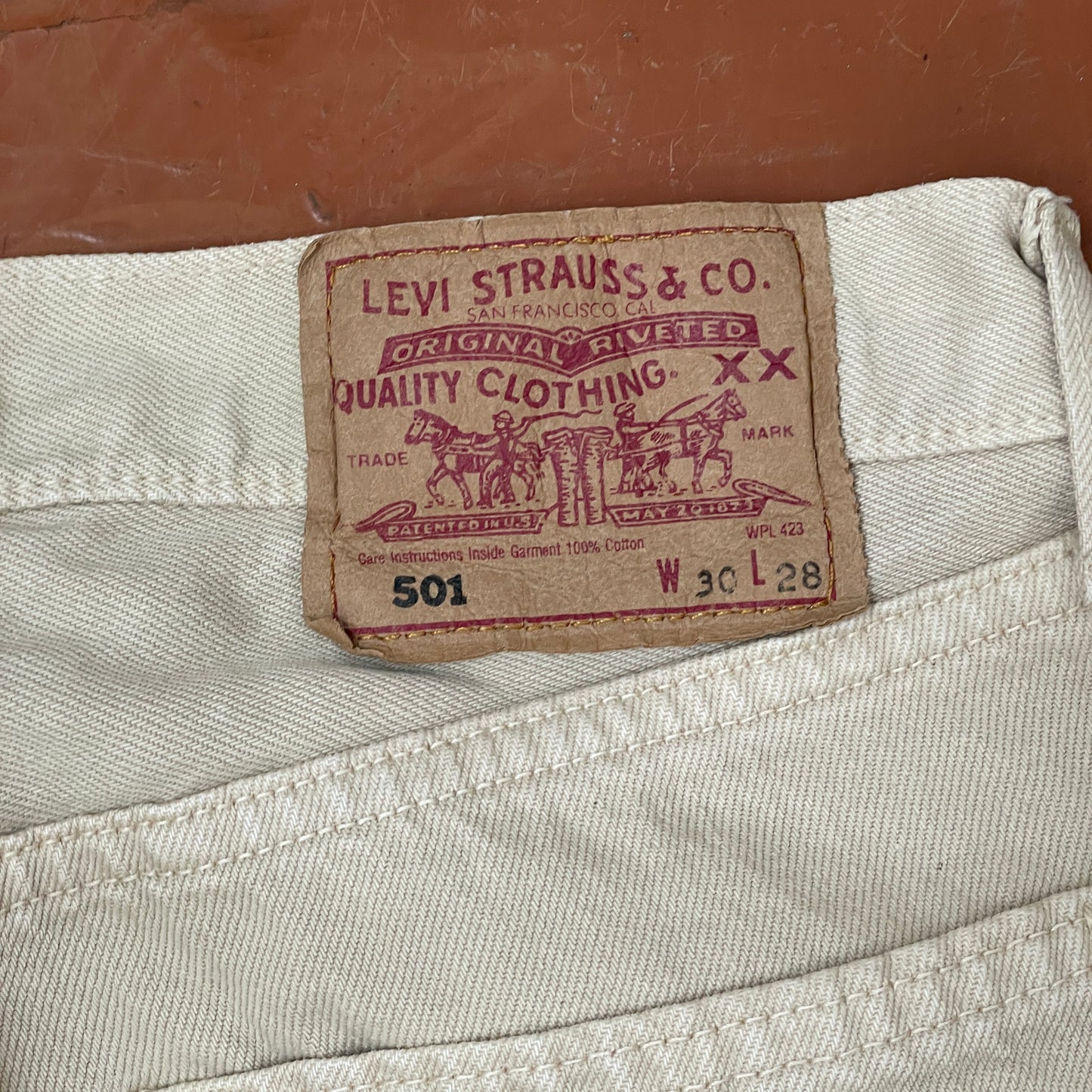 Custom Levi’s Dragon Print Jeans – Beige/Khaki with Bold Artwork | 1 of 1 Reworked Denim
