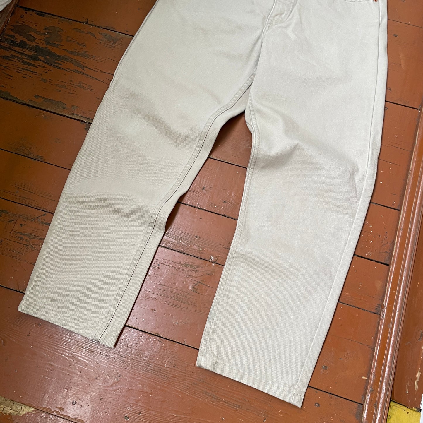 Custom Levi’s Spider Pants – Faded Web and Spider Print on Beige | Vintage 1 of 1 Streetwear