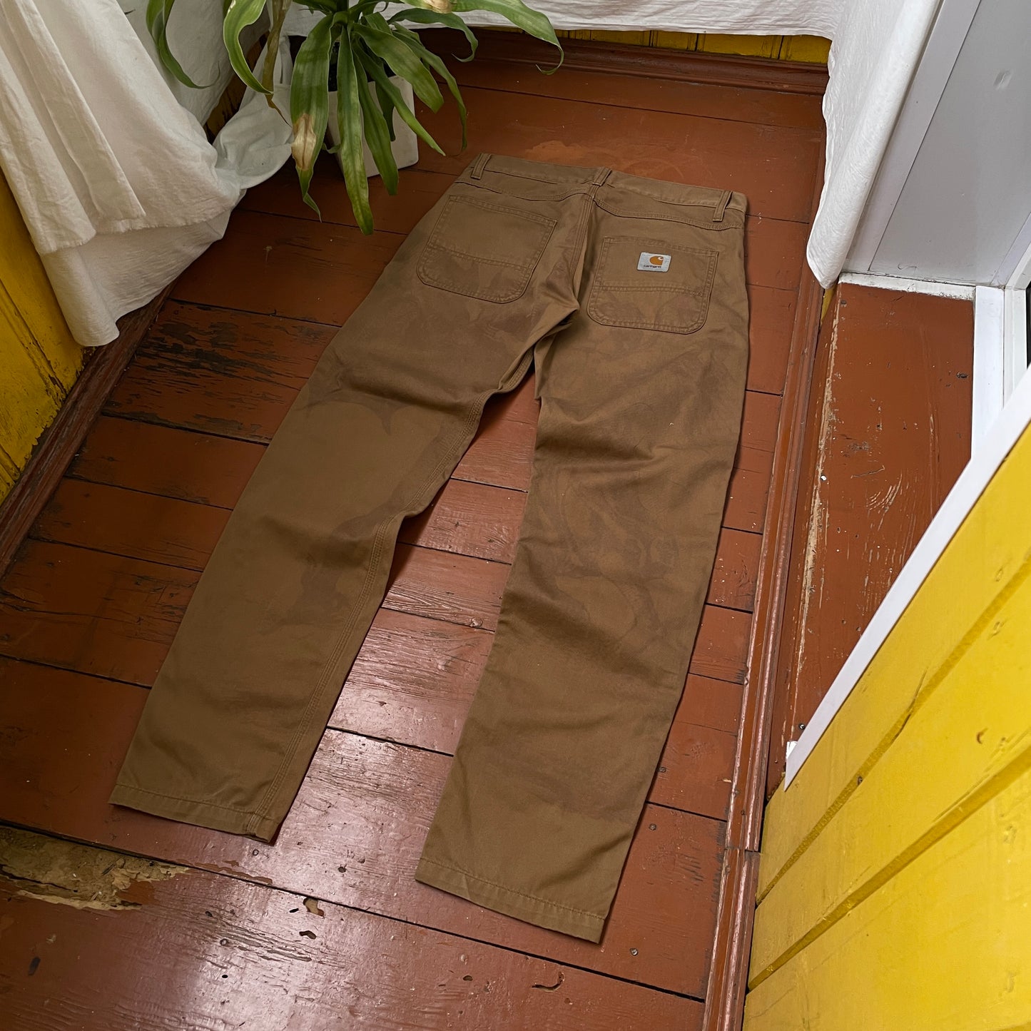Custom Carhartt Angel and Demon Pants โ Dark Brown Print | Vintage Workwear 1 of 1