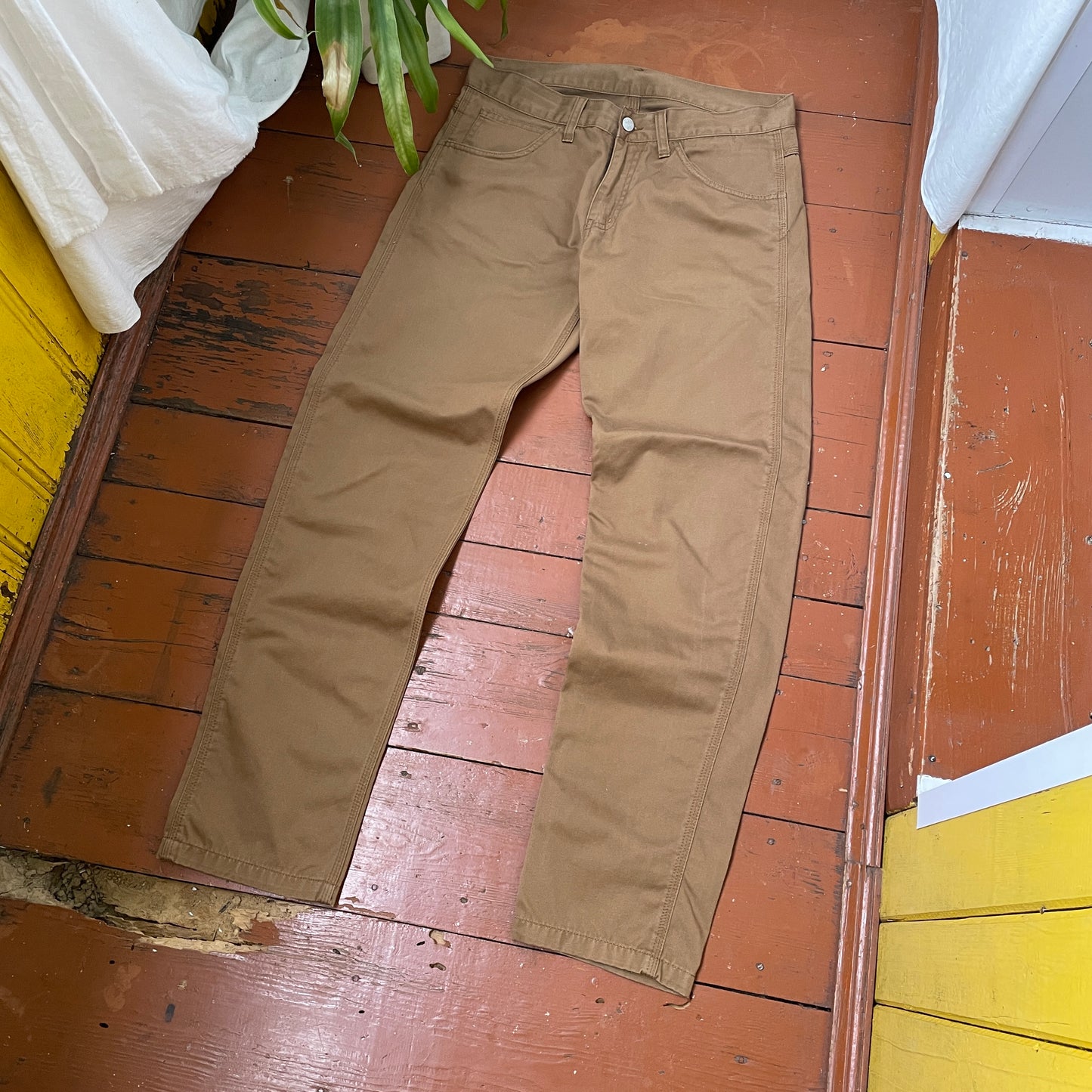 Custom Carhartt Angel and Demon Pants โ Dark Brown Print | Vintage Workwear 1 of 1