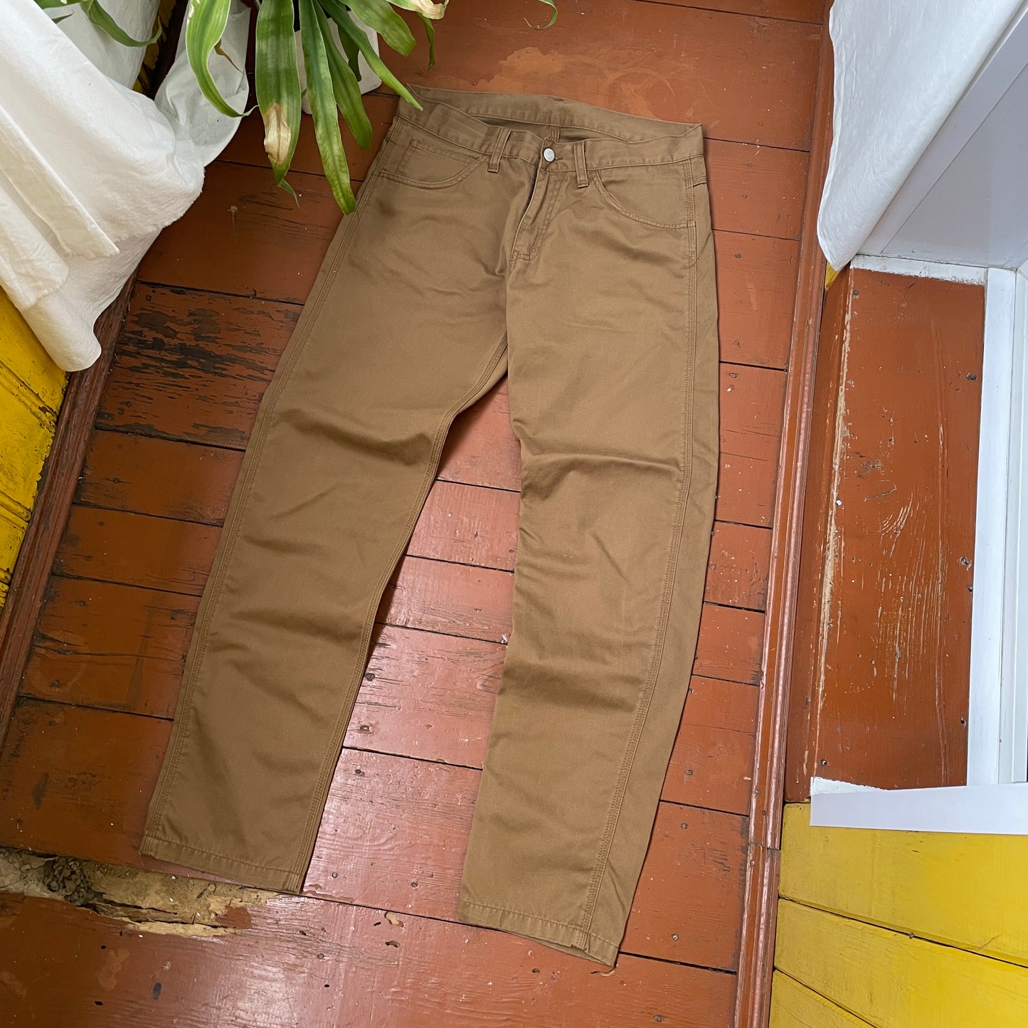 Custom Carhartt Angel and Demon Pants โ Dark Brown Print | Vintage Workwear 1 of 1