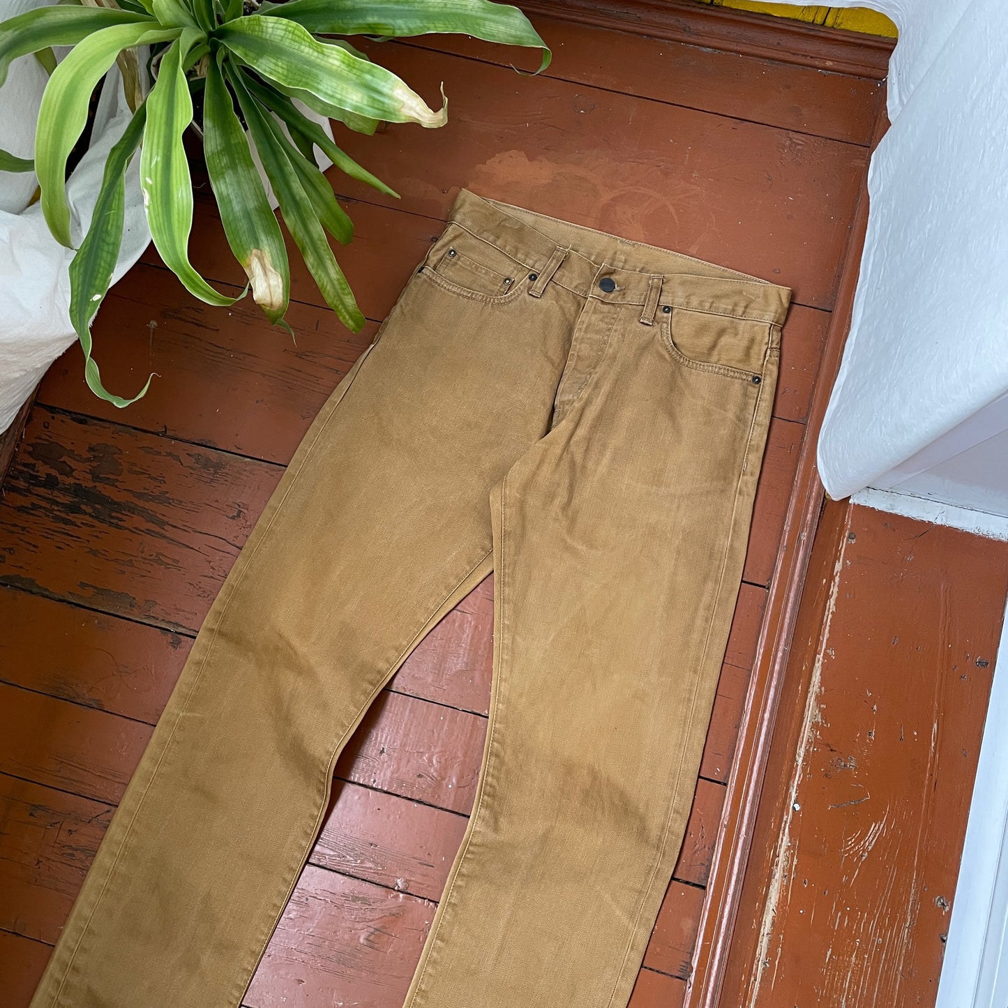 Custom Carhartt Dragon Pants โ Faded Brown Dragon Art | Vintage Canvas Workwear 1 of 1