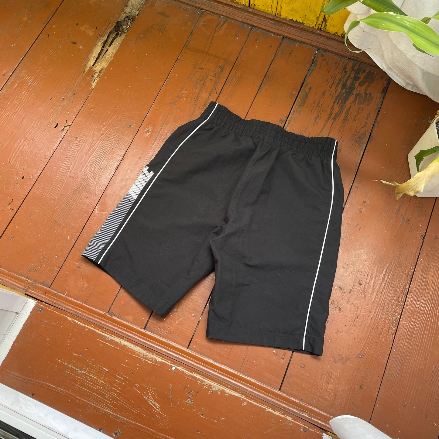 Custom Nike Bone Shorts – Handprinted White Bone Art on Black | Vintage Grunge