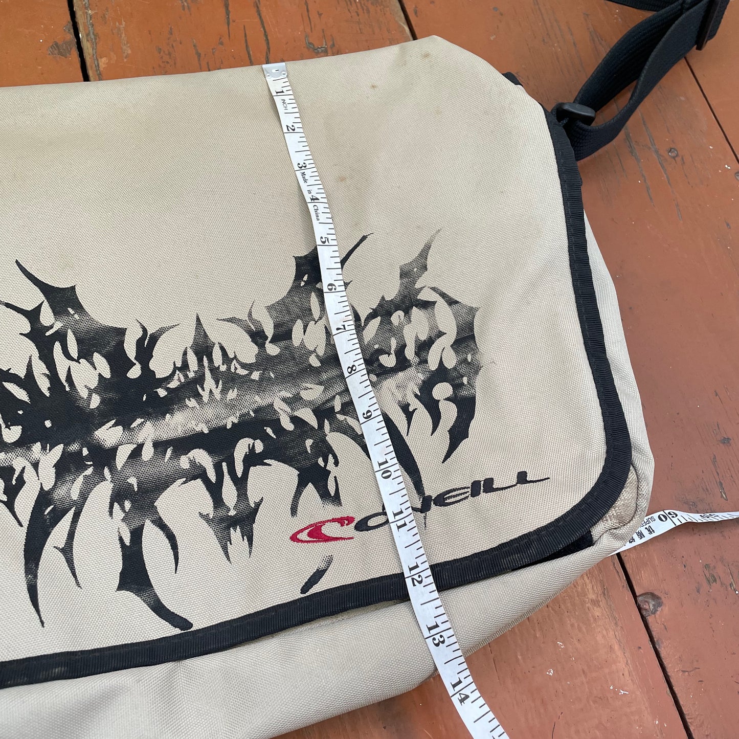 Custom O’Neill Canvas Messenger Bag – Handprinted Cybersigilism Grunge Shoulder Bag | Vintage Streetwear