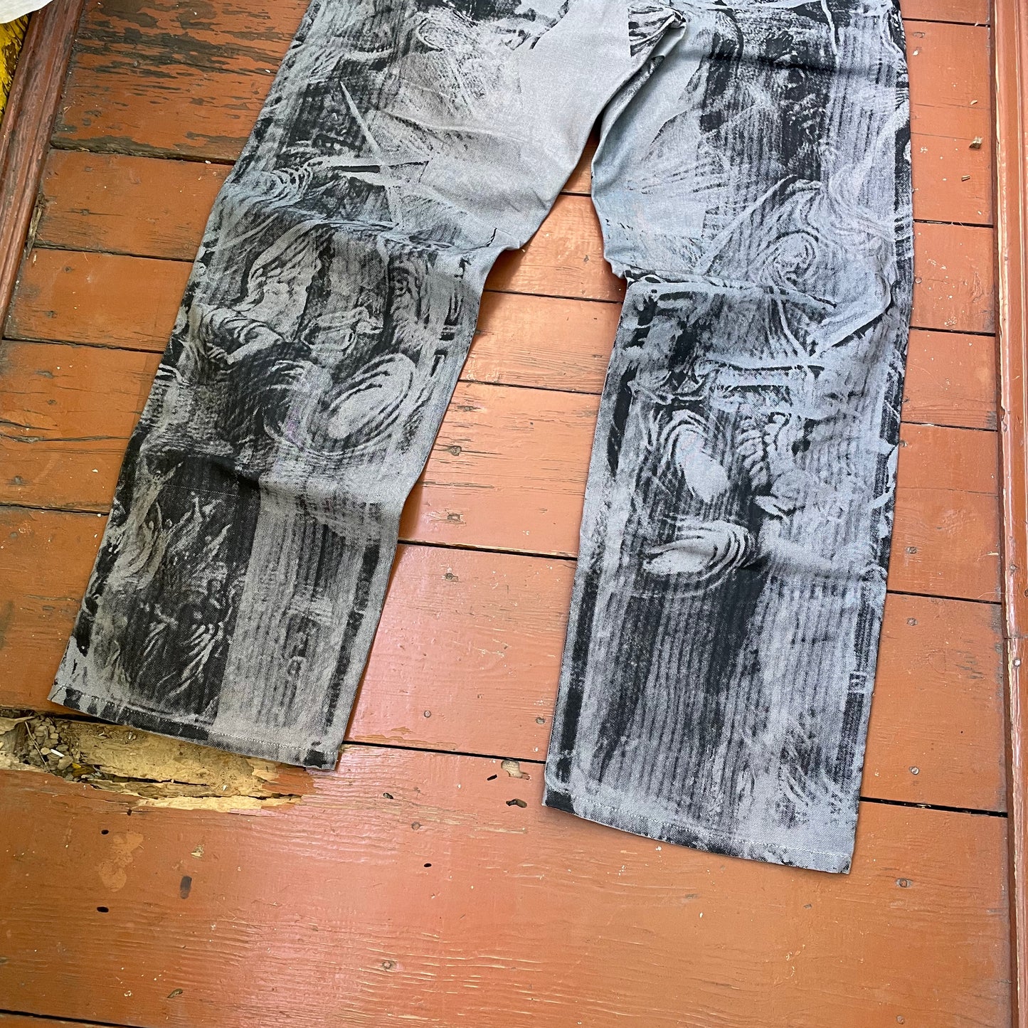Custom Carhartt Grey Double Knee Work Pants – Grunge Distressed Bleached Effect | Vintage Workwear 1 of 1