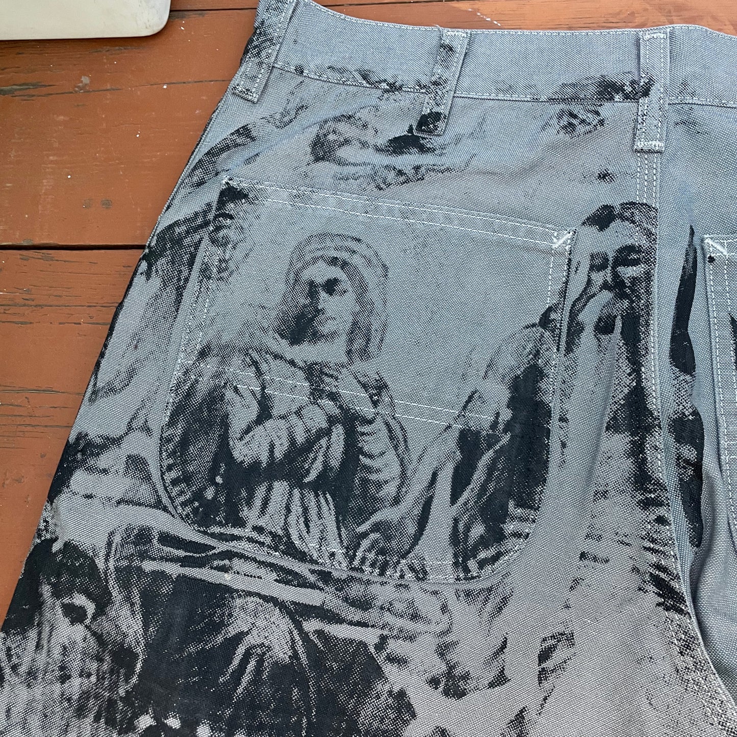 Custom Carhartt Grey Double Knee Work Pants – Grunge Distressed Bleached Effect | Vintage Workwear 1 of 1