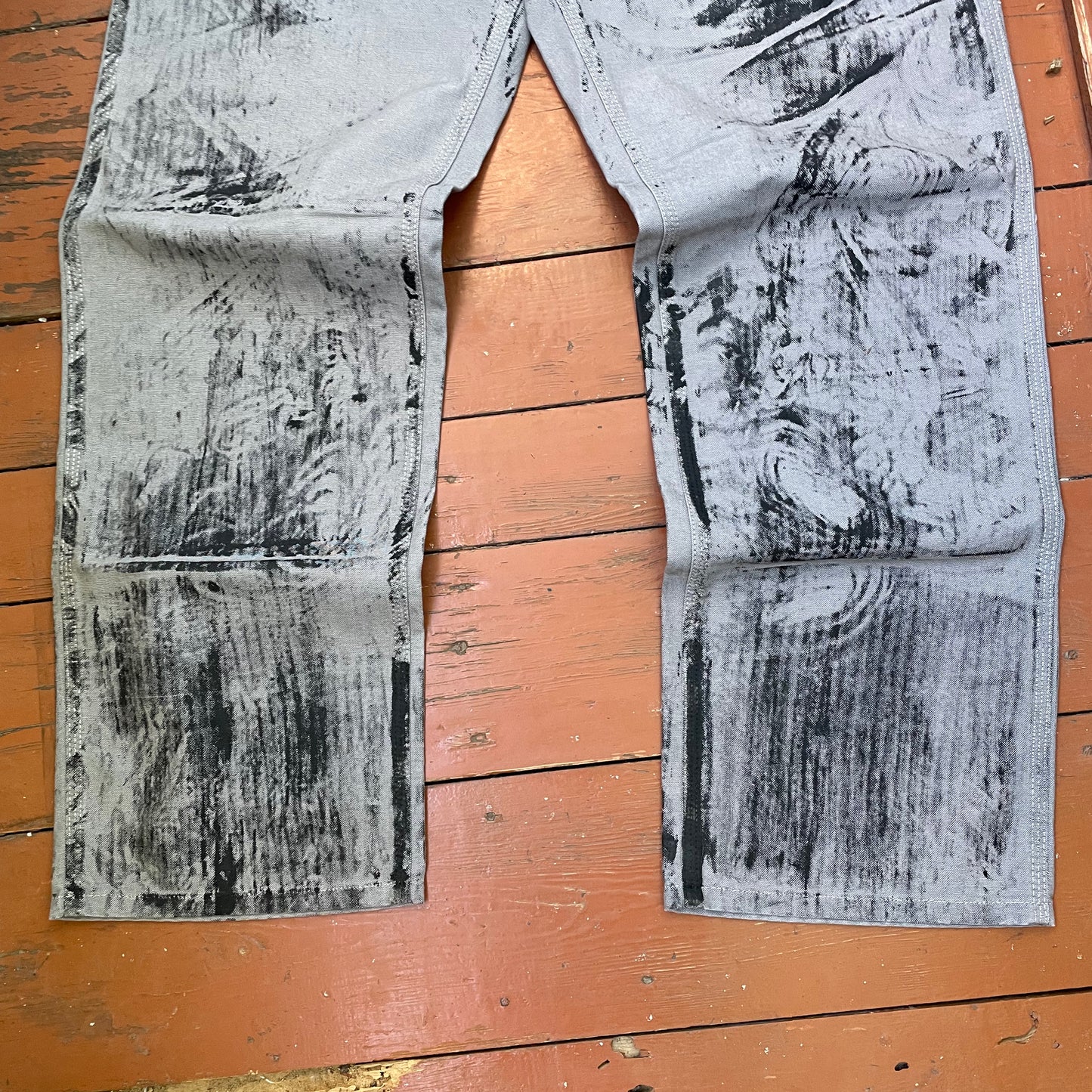 Custom Carhartt Grey Double Knee Work Pants – Grunge Distressed Bleached Effect | Vintage Workwear 1 of 1
